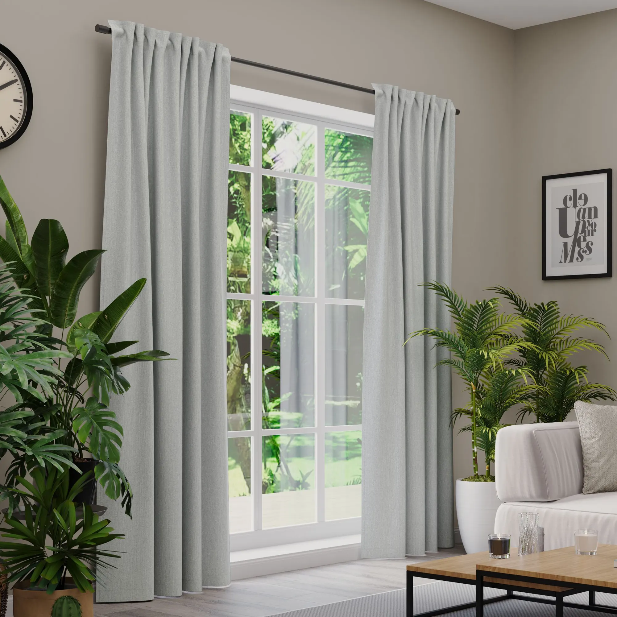 Premium Line Gardinen und Vorhänge | Eco Structure, blickdicht, hellgrau