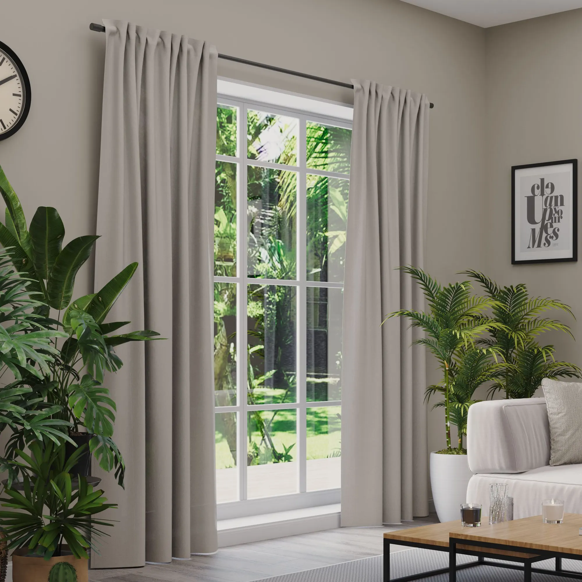 Premium Line Gardinen und Vorhänge | Linen, blickdicht, grau-braun 