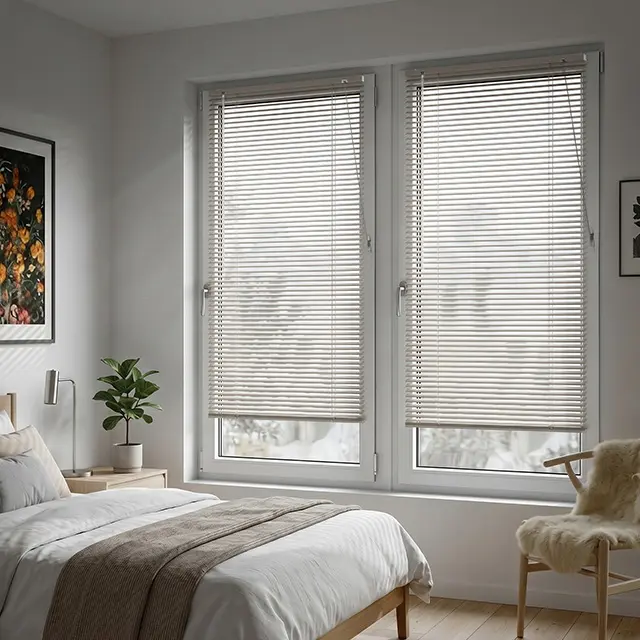 Schlafzimmer mit LightLess Prime Alu Jalousie