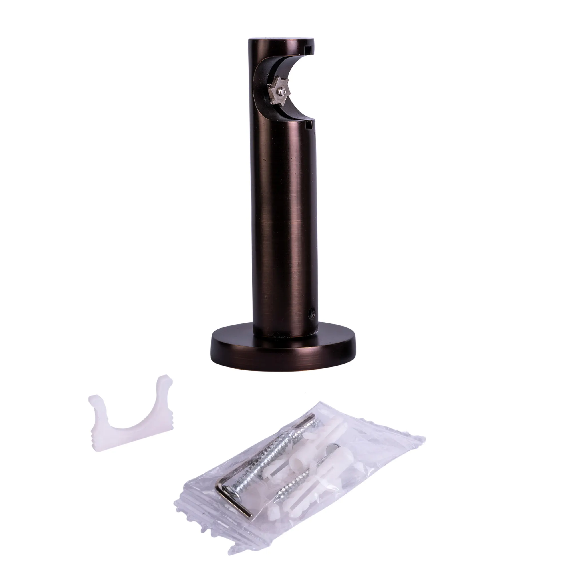 Wandhalter für Gardinenstange / Gardinenstange mit Innenlauf | ⌀19 mm, rot-bronze gebürstet, 1-läufig