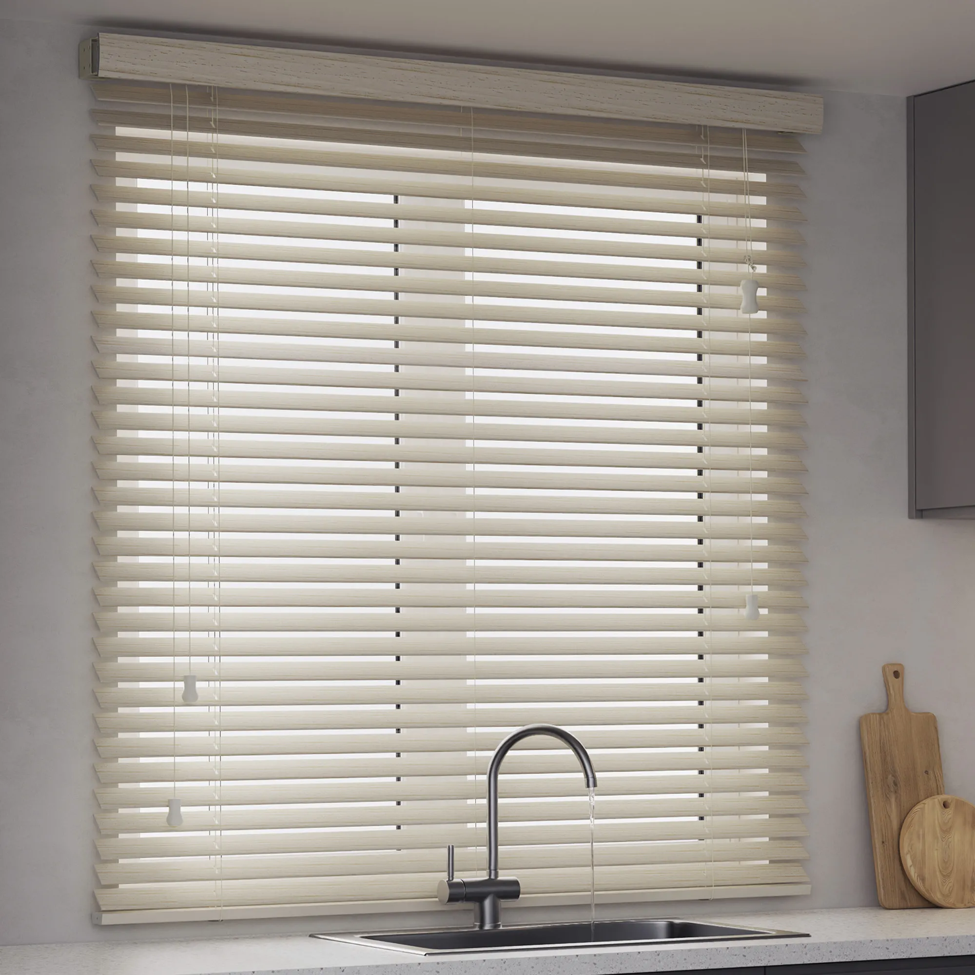 Persiana Veneciana de Imitación Madera KAYA 35 mm | 70 x 130 cm, madera clara estructurado