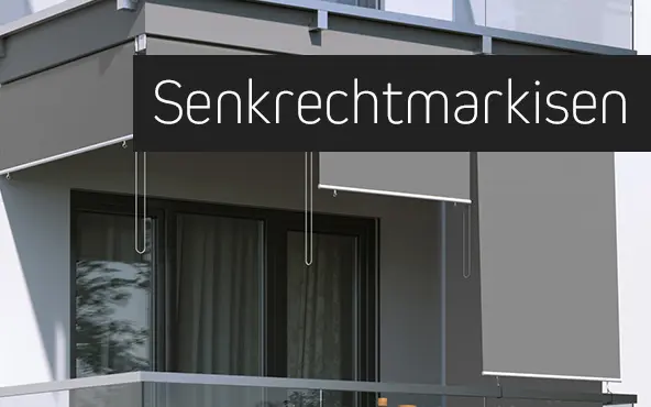 Senkrechtmarkisen an einem Balkon zur Beschattung und Sichtschutz