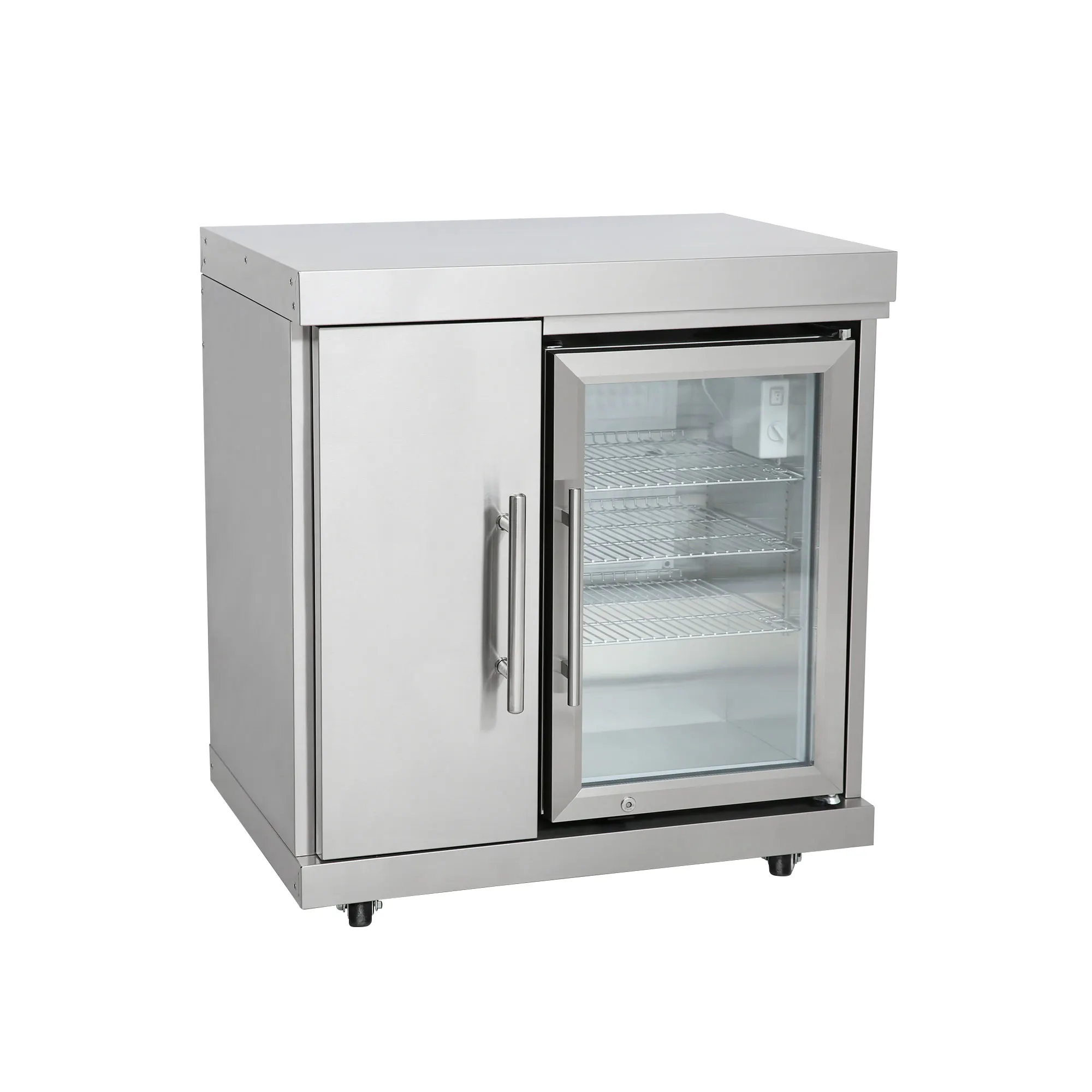 Edelstahl-Erweiterungsmodul mit Tür und Kühlschrank