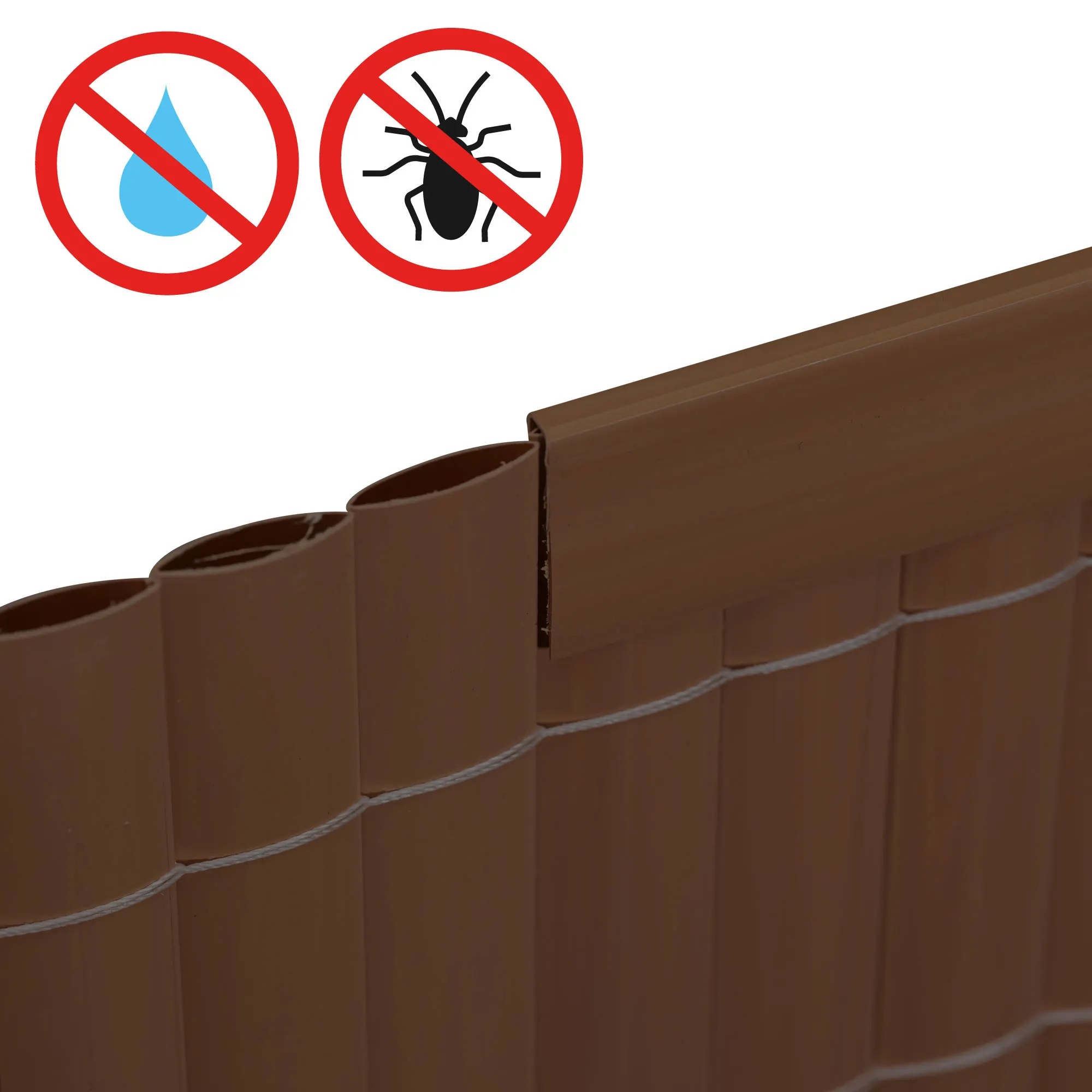 Profilo di copertura in PVC per pannelli di protezione, resistente all'acqua e agli insetti, mostra vista di montaggio