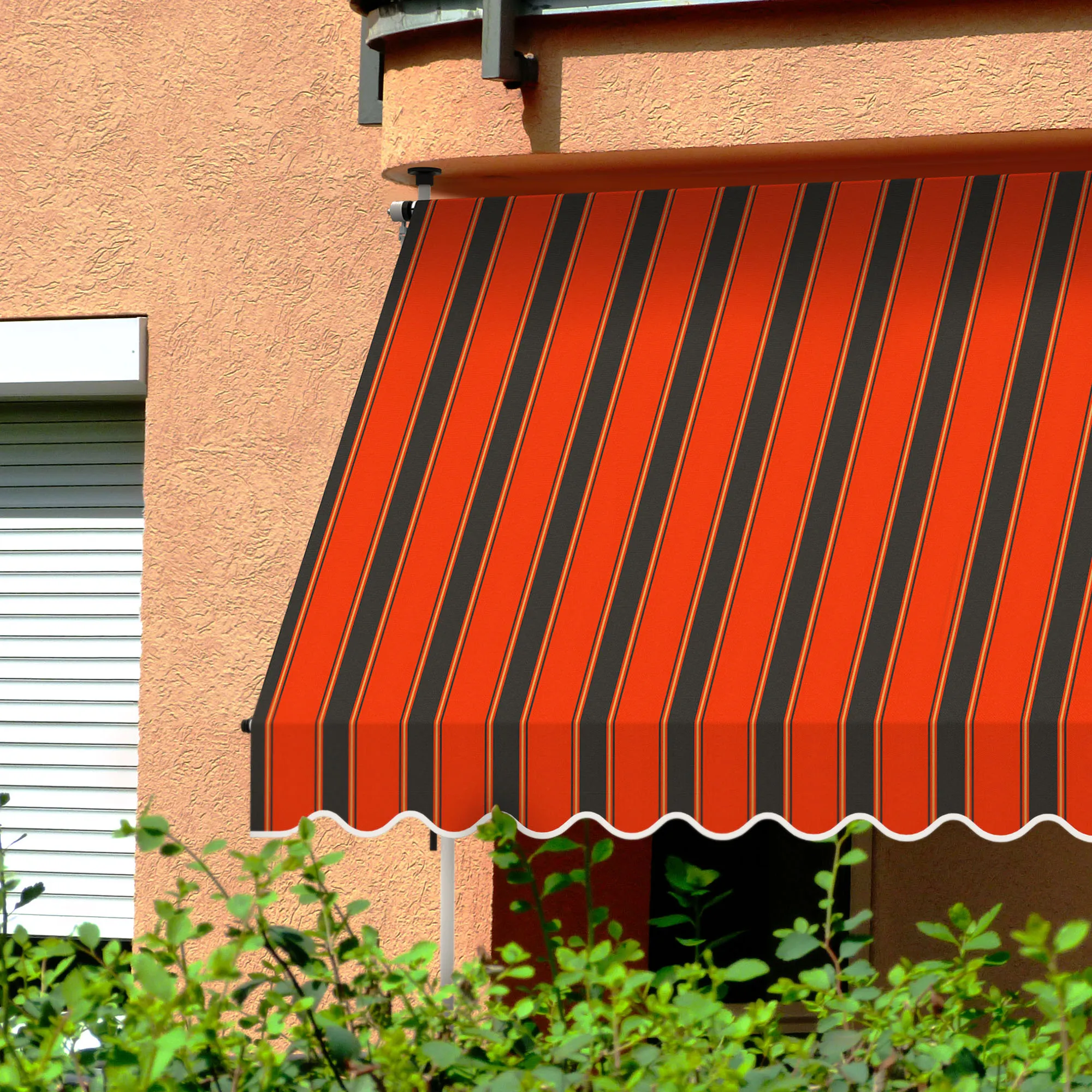 Klemm- & Balkonmarkise JAM 2000 | 1,95 x 1,20 m / Gestell: anthrazit / Stoff: Multi, rot-schwarz