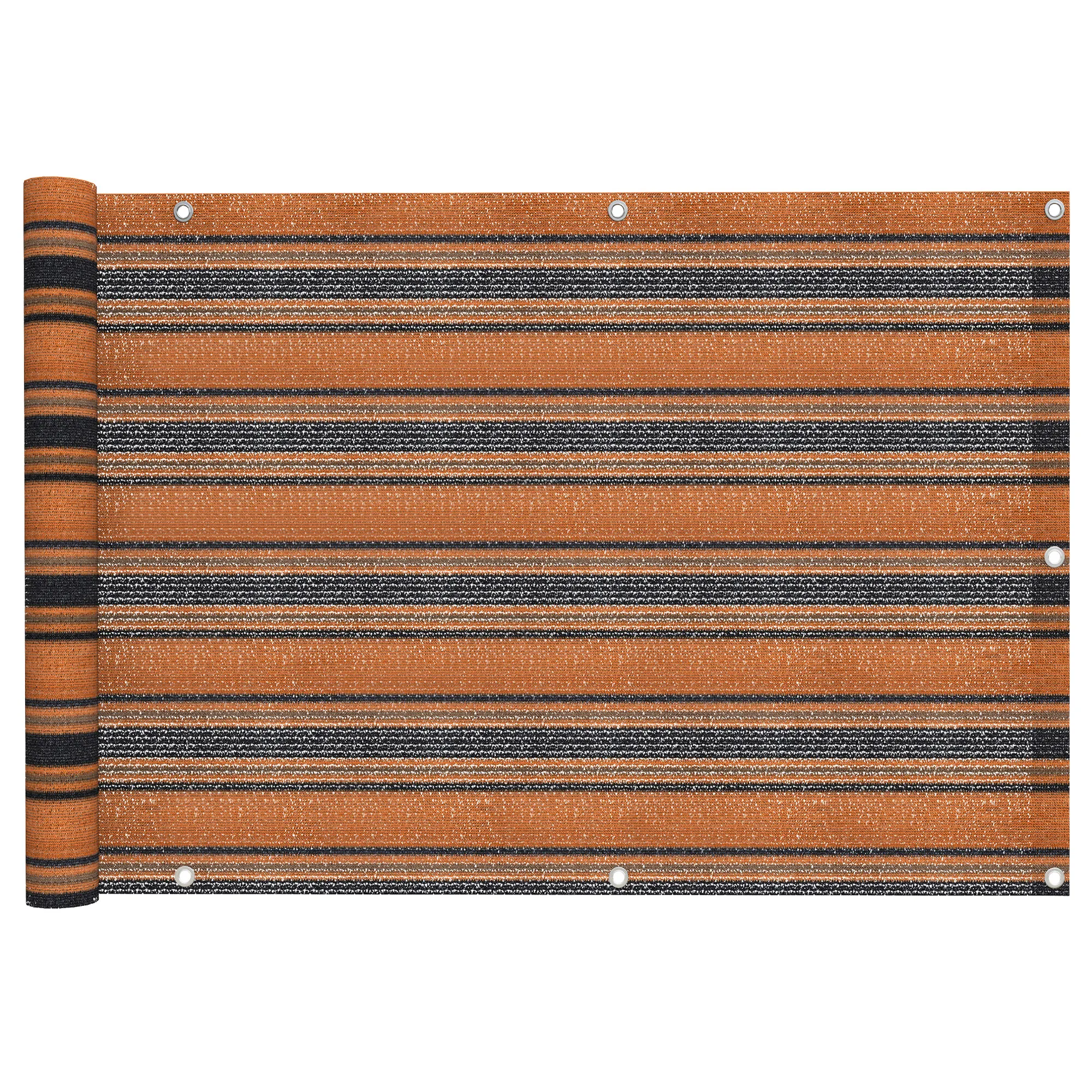 Taśma osłonowa PVC na balkon - Polietylen / materiał oddychający | 300 x 90 cm, pomarańczowy, brązowy i czarny