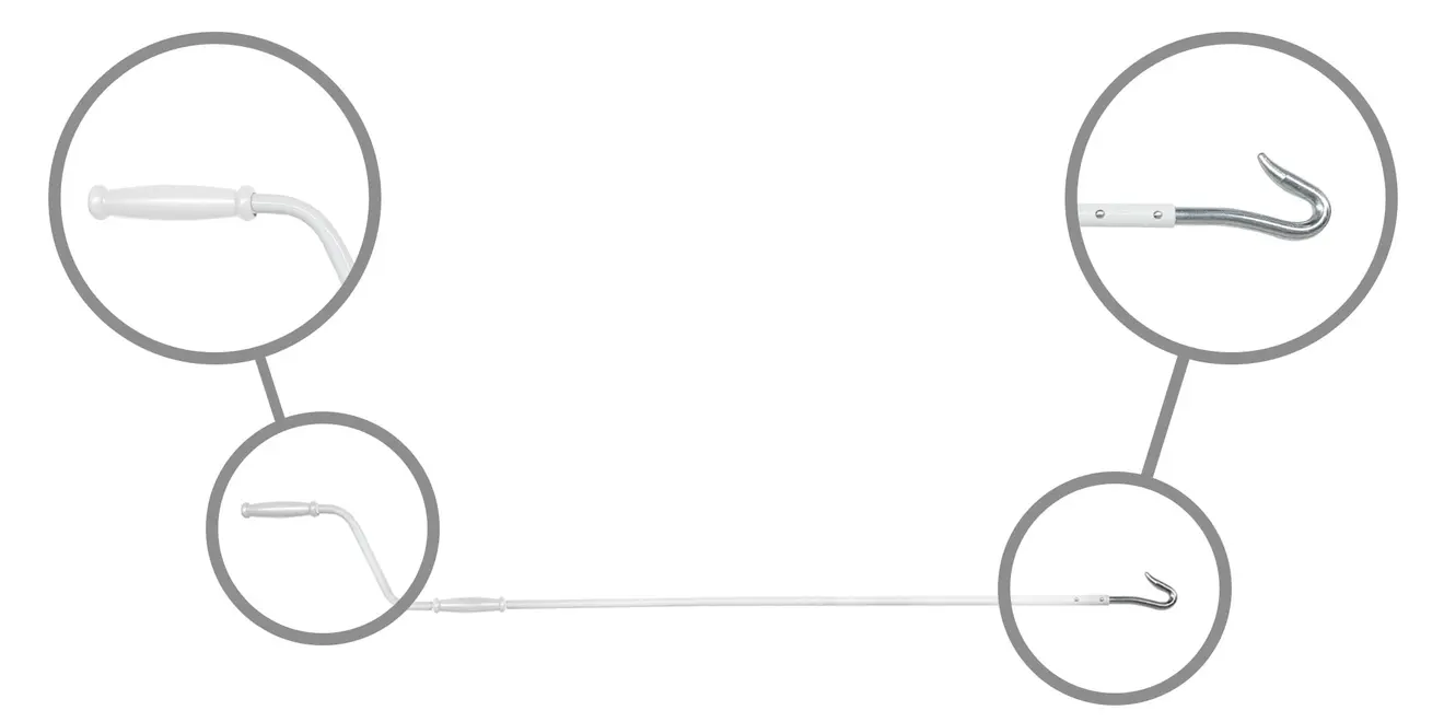 Markisenkurbel mit starrem Aufbau, Griff und Haken zur Bedienung von Markisen