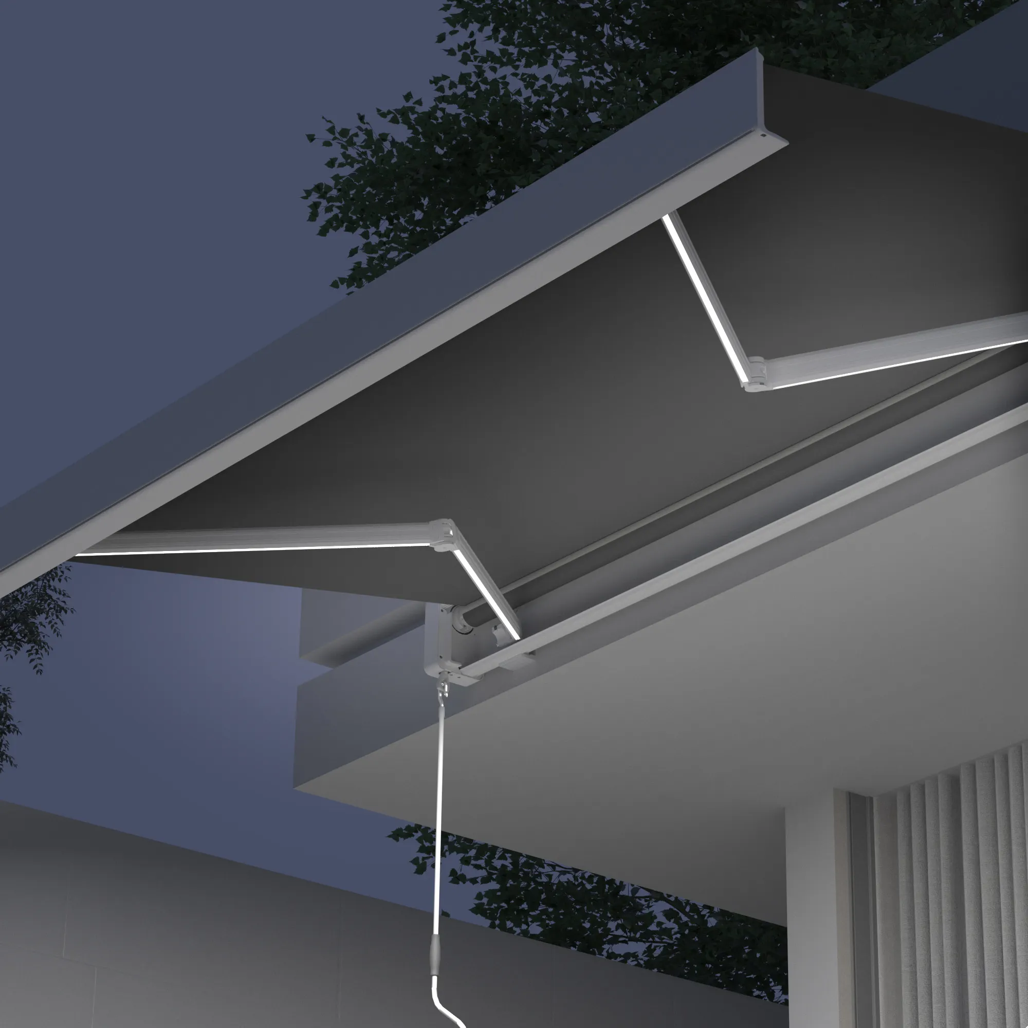 Kassettenmarkise Quadris LED | 3,45 x 3 m, weiß, Stoff: anthrazit, Uni