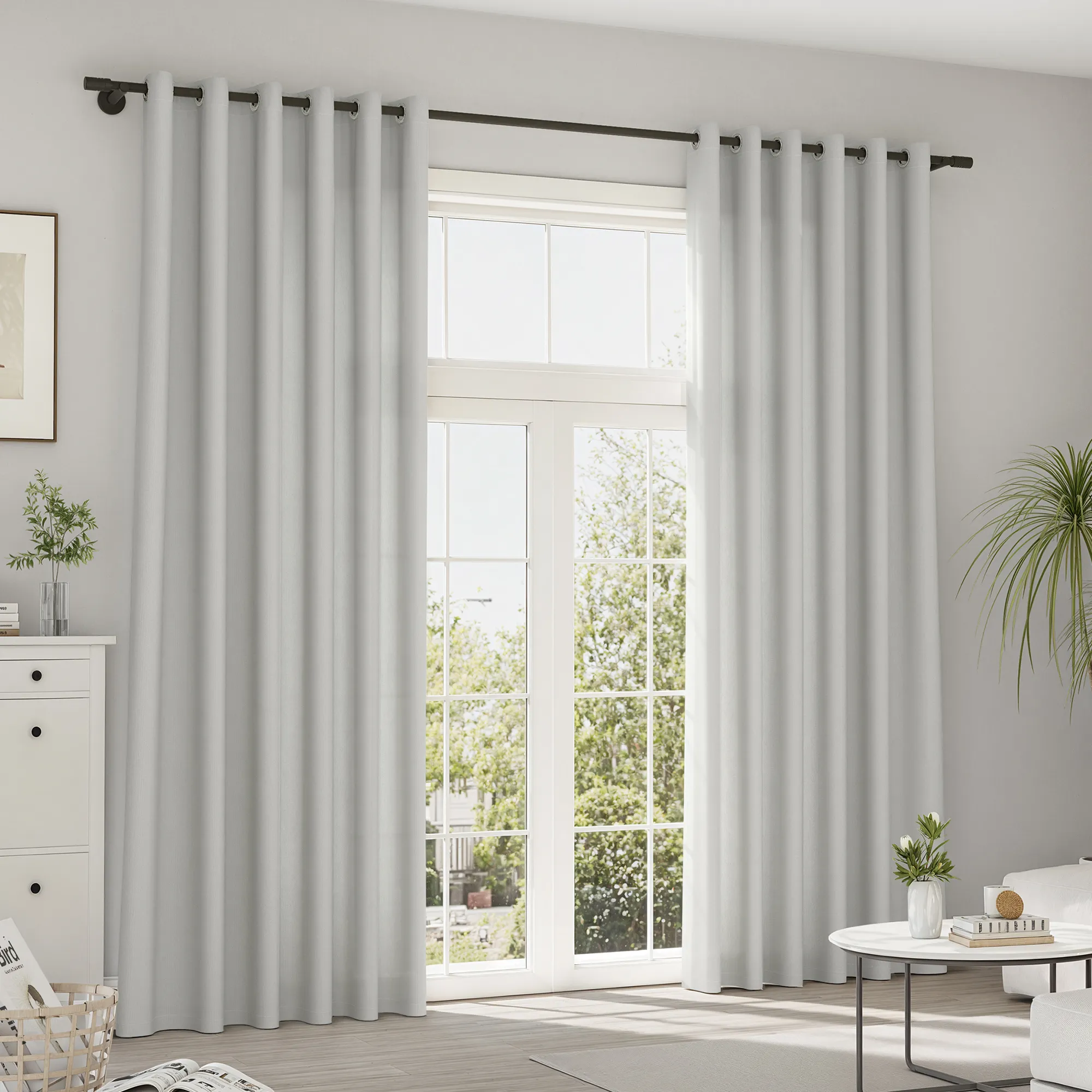 Cortinas y Visillos Pure | Samt, opaco, gris claro