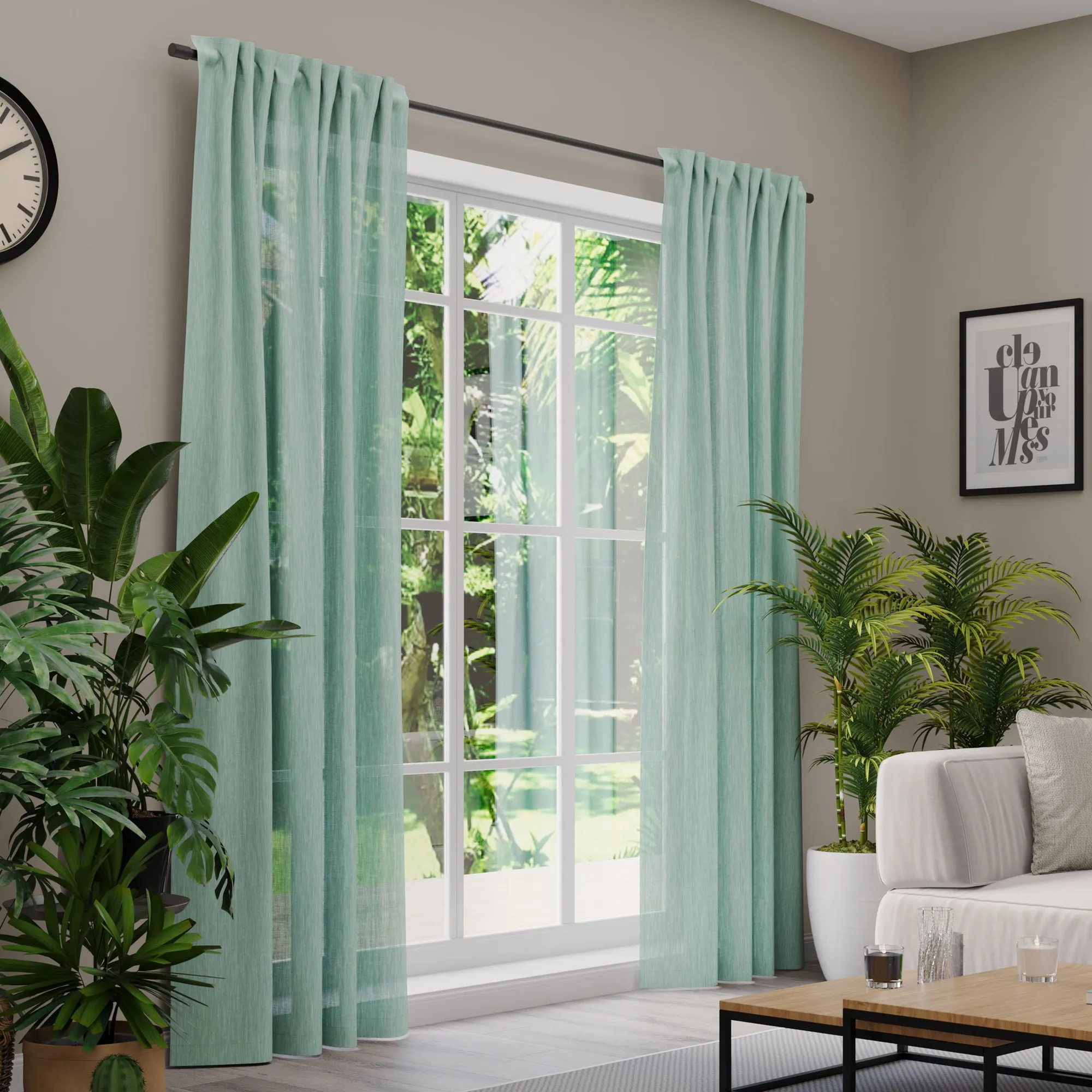 Premium Line Gardinen und Vorhänge | Eco Heaven, halbtransparent, türkis