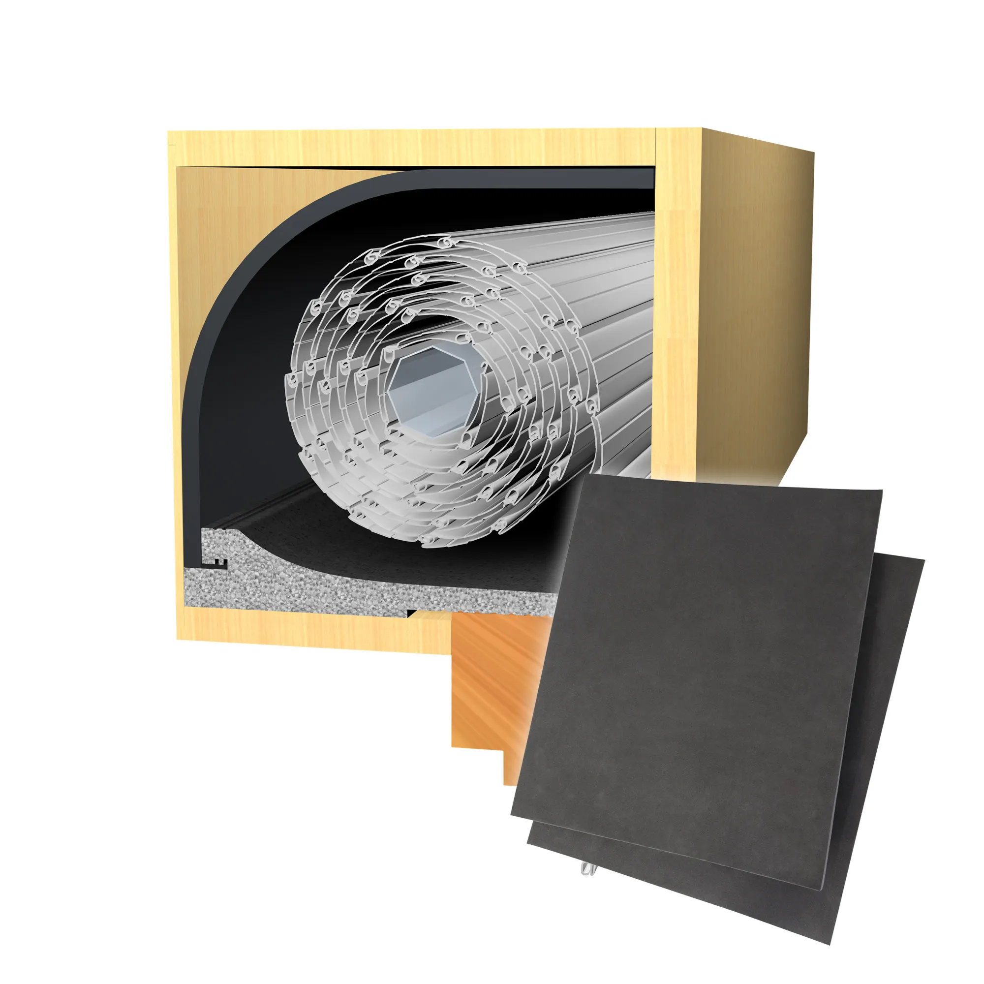 Energiespar Rollladendämmung | 13 mm / 100 x 50 cm + Deckeldämmung 100 x 24 cm + Seitenteil-Dämmung 