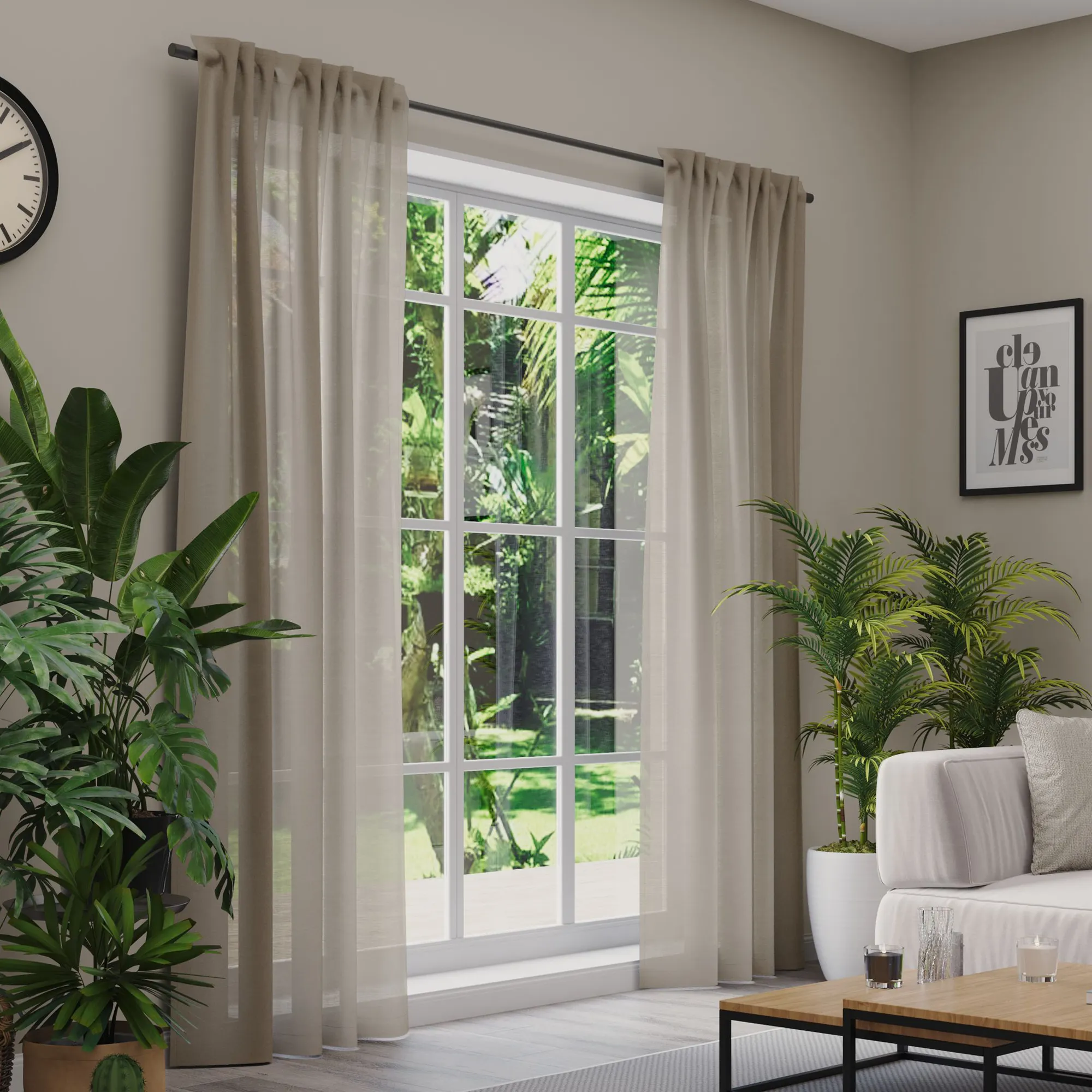 Premium Line Gardinen und Vorhänge | Classic, halbtransparent, taupe