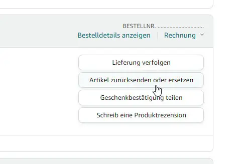Interaktive Schaltflächen für Bestellverwaltung auf einer Webseite
