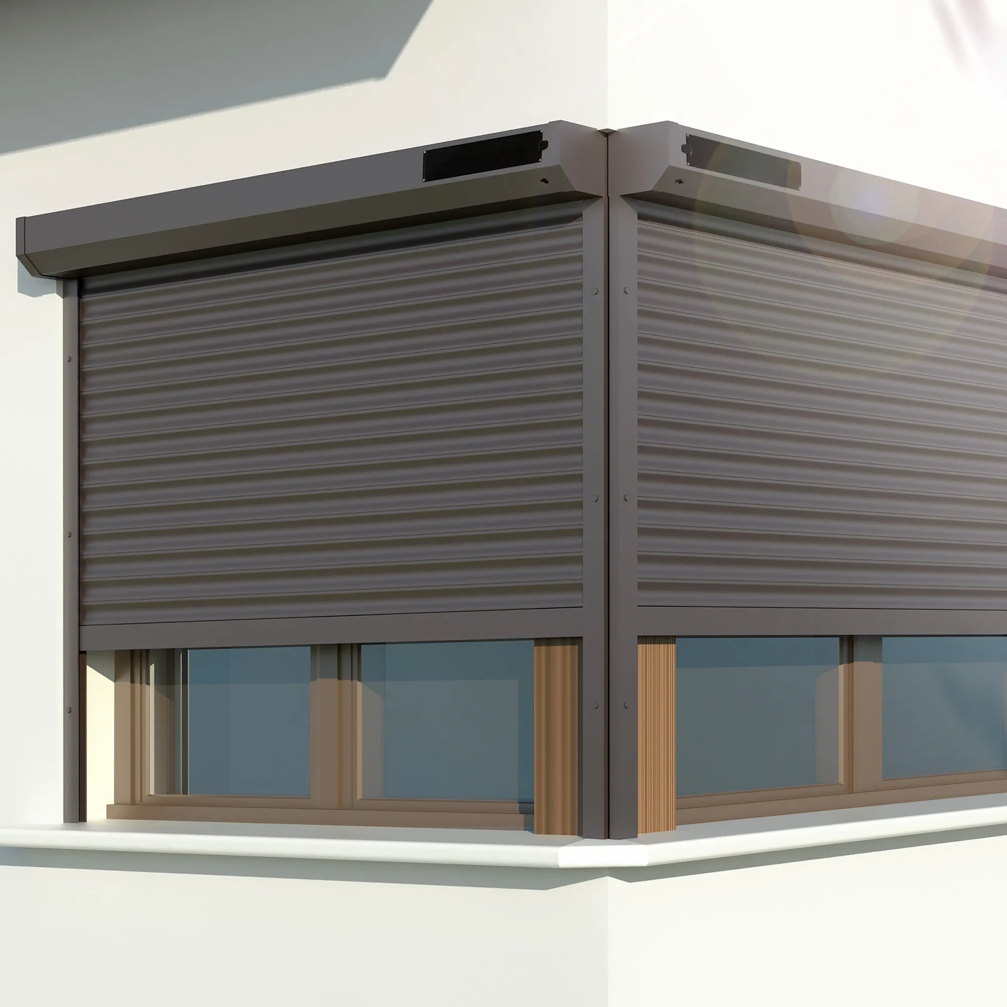 Persiana enrollable exterior con cajón motorizada  a batería con placa solar a medida