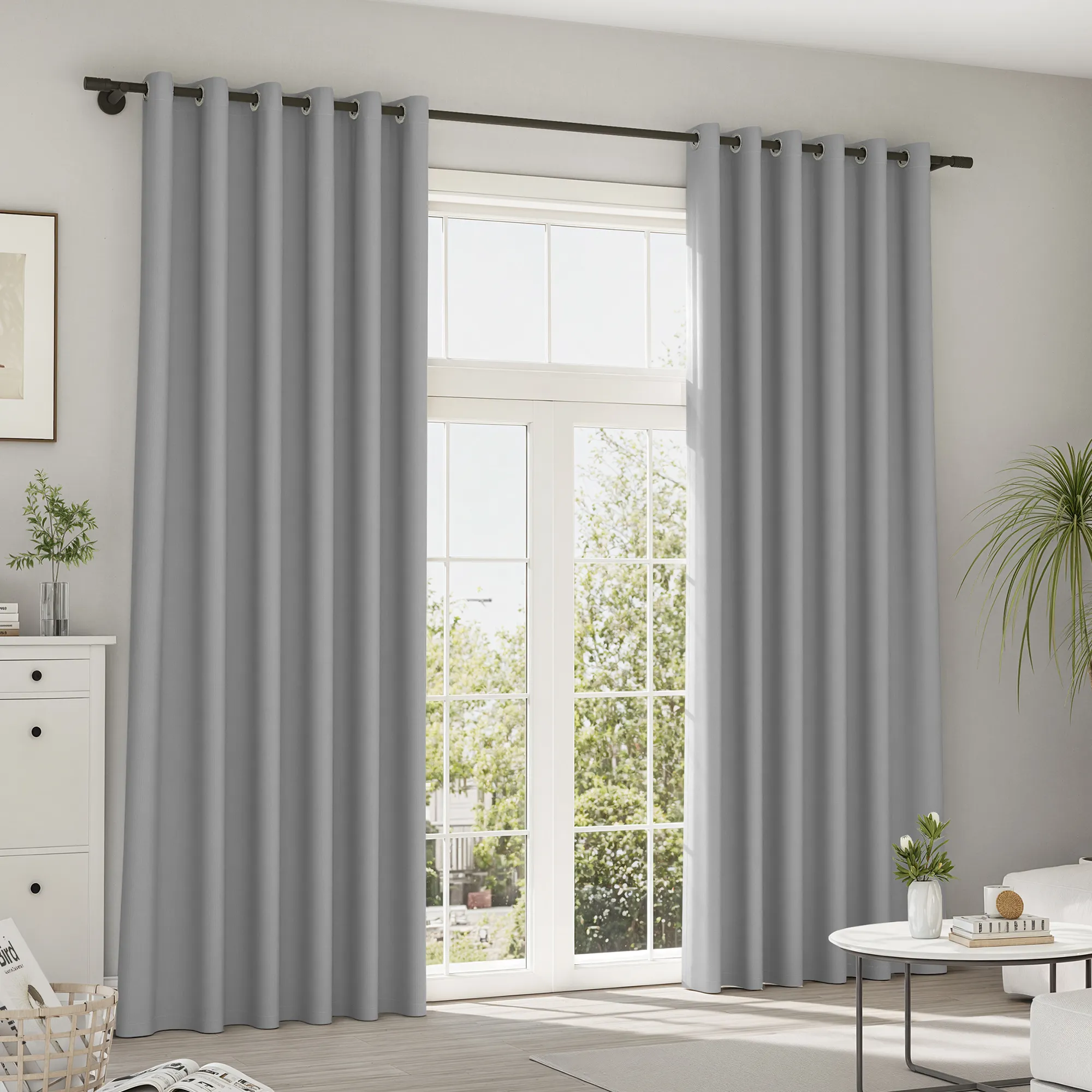 Cortinas y Visillos Pure | Plush, oscurecimiento total, gris oscuro