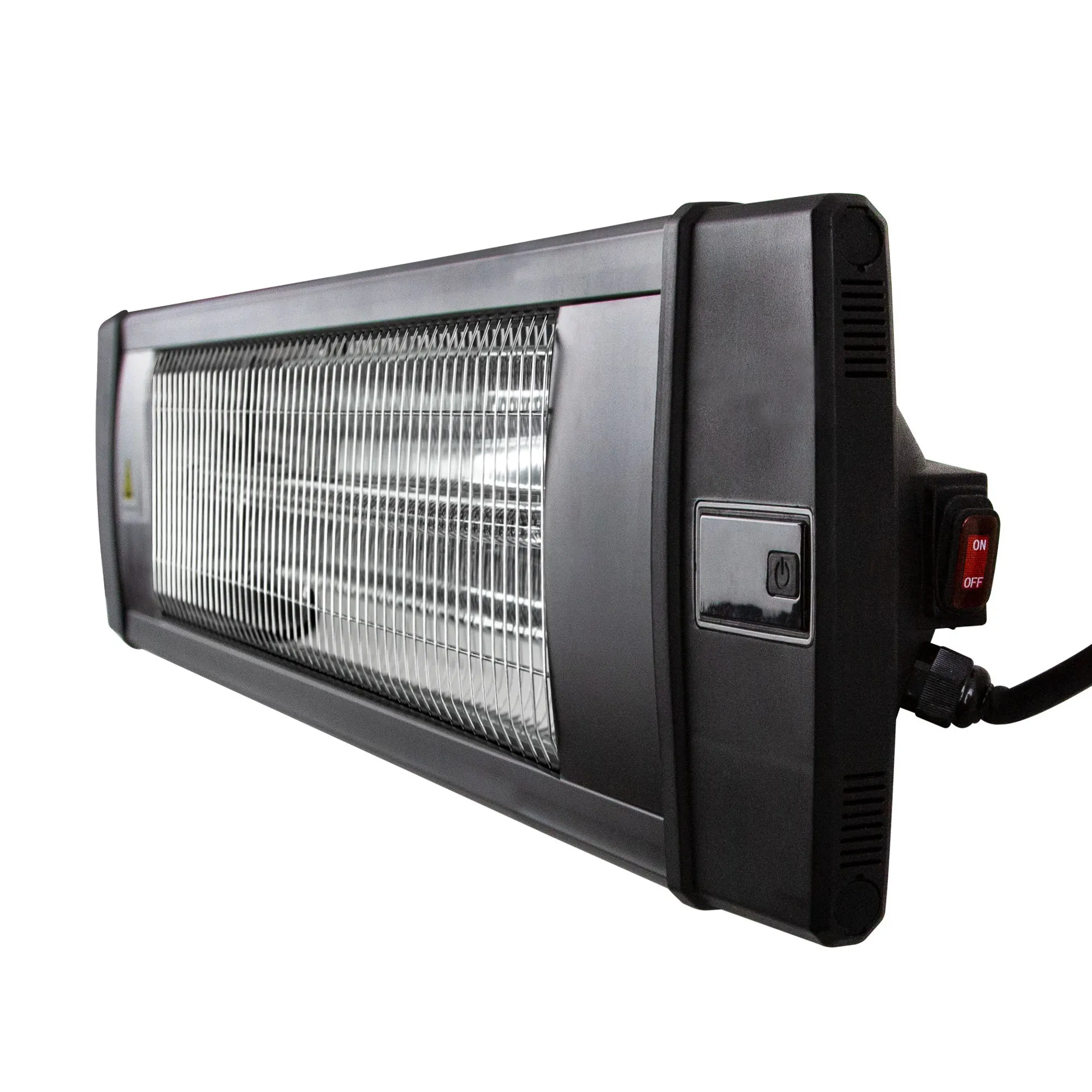 Riscaldatore a infrarossi in carbonio con interruttore e griglia, 2500 Watt, vista laterale