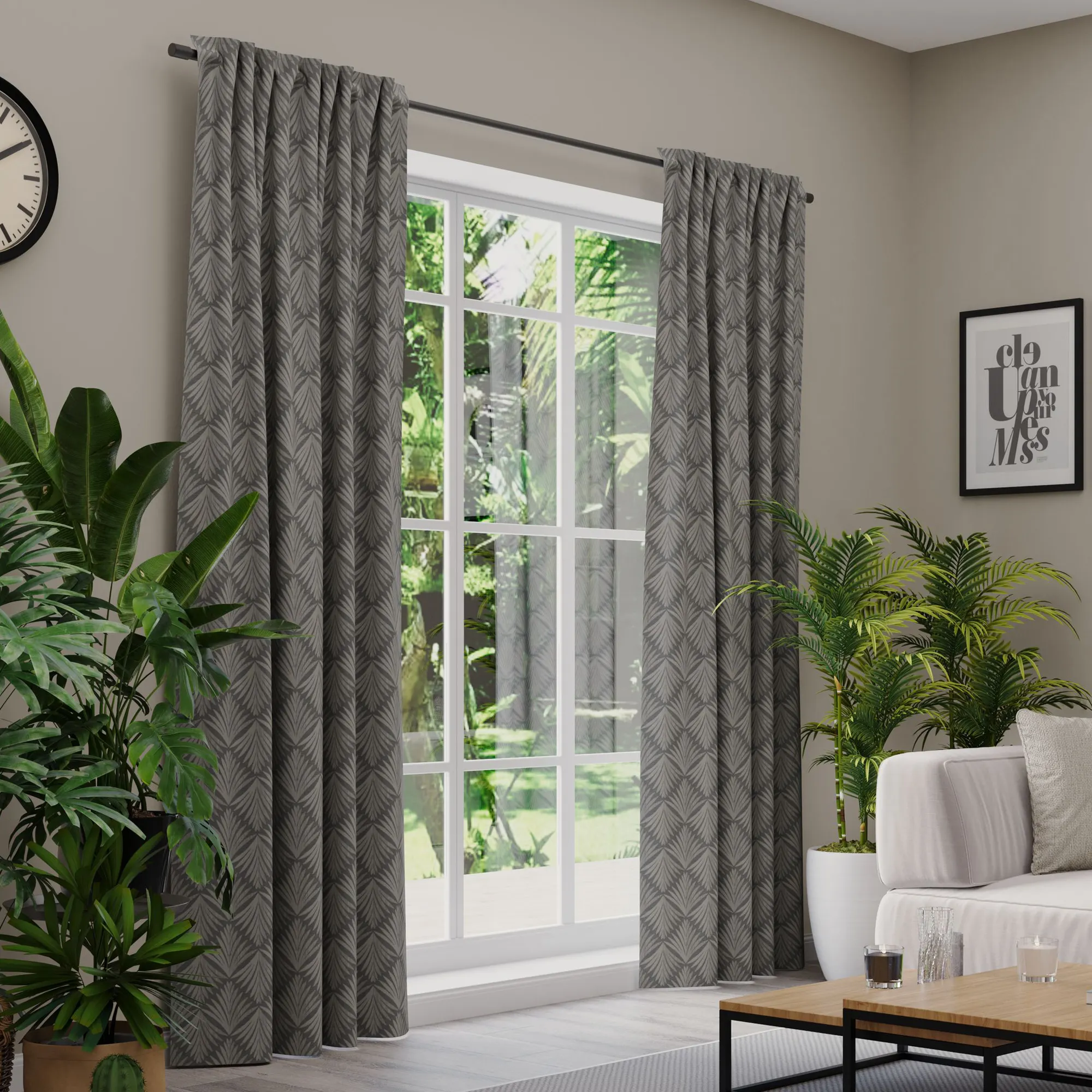 Premium Line Gardinen und Vorhänge | Shiny Palace, blickdicht, dunkelgrau