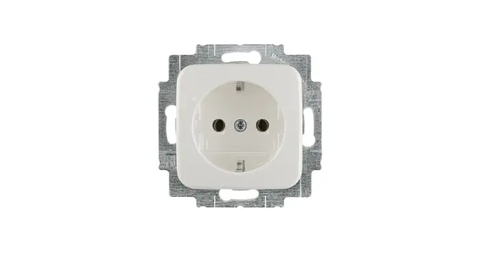 Steckdose Reflex SI, quadratisch, mit zwei Steckplätzen und Befestigungsrahmen
