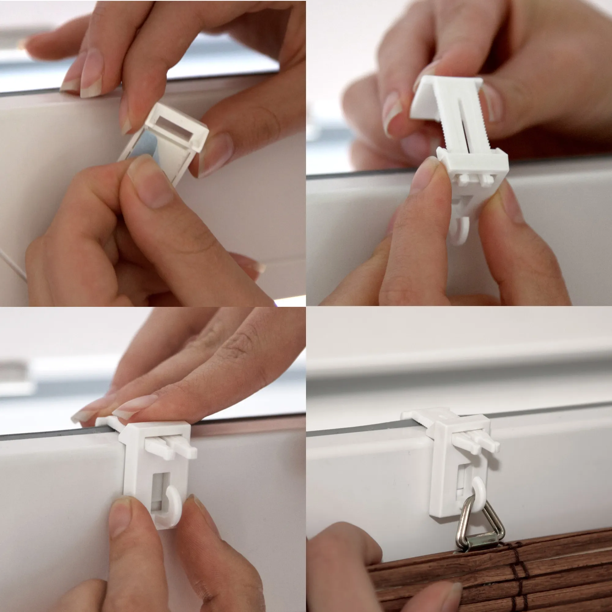 Installazione di un supporto a morsetto per tende in bambù su un telaio di finestra