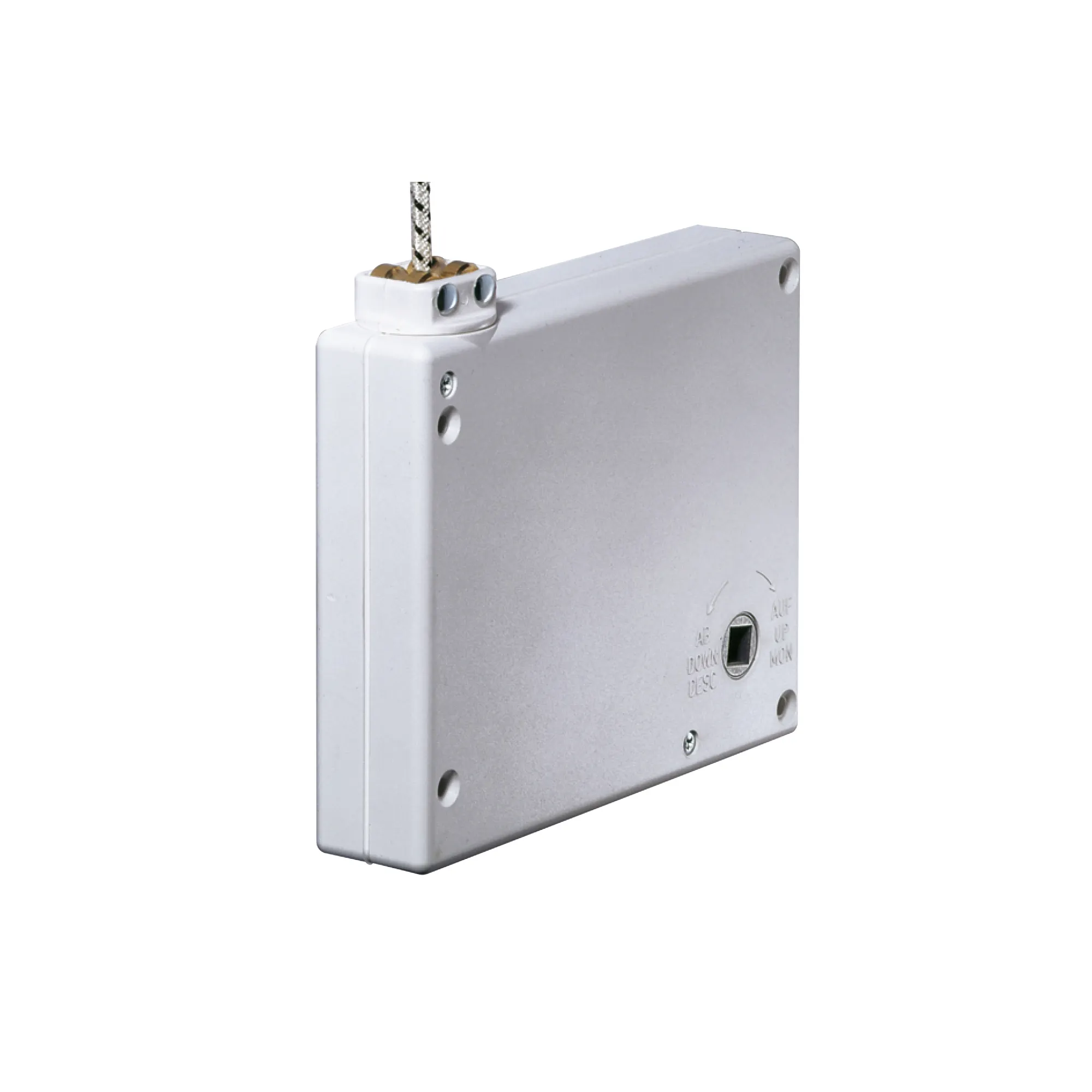 Natynkowy zwijacz sznurka z przekładnią  korbową | biały / w zestawie 5 m linki