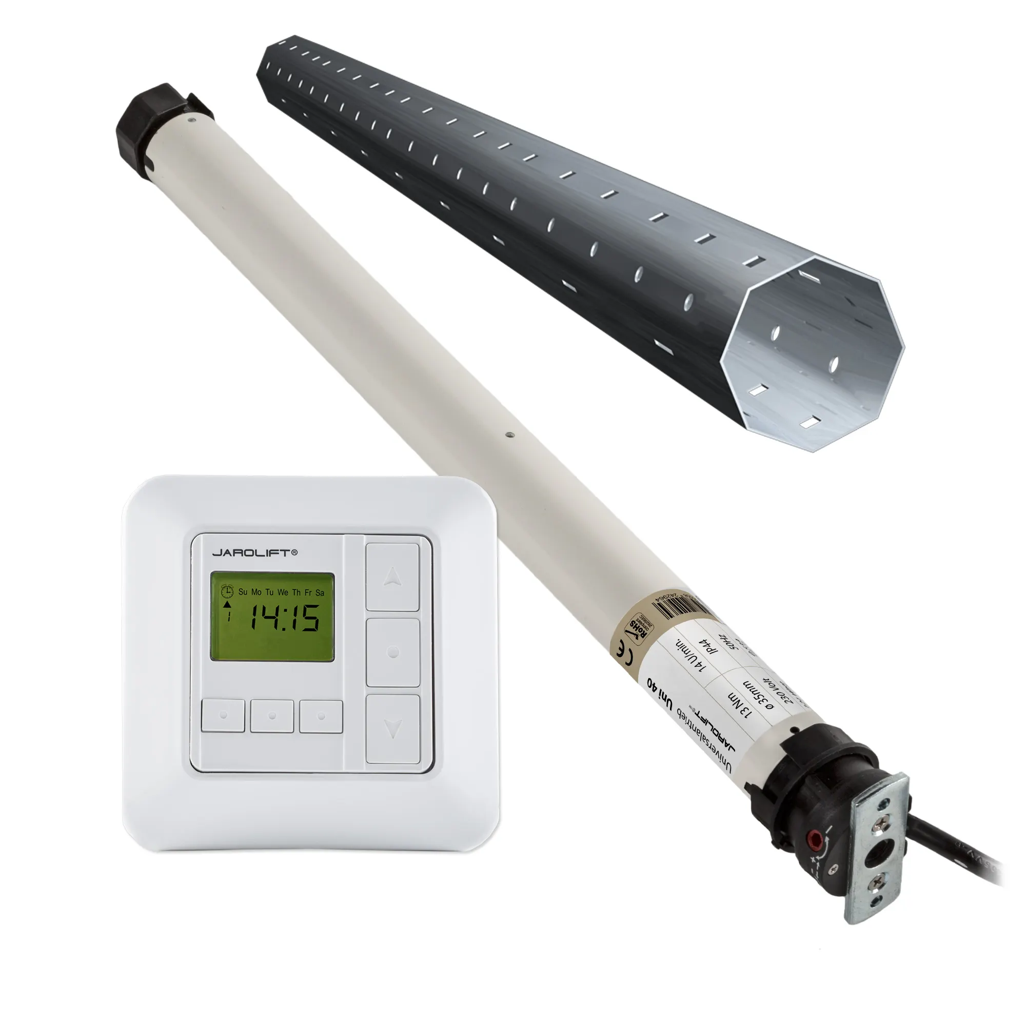Rollladenmotor Universal | UNI40 (13 Nm / SW40) + Sevenlogic Comfort + Vorbau-Wellenset 1