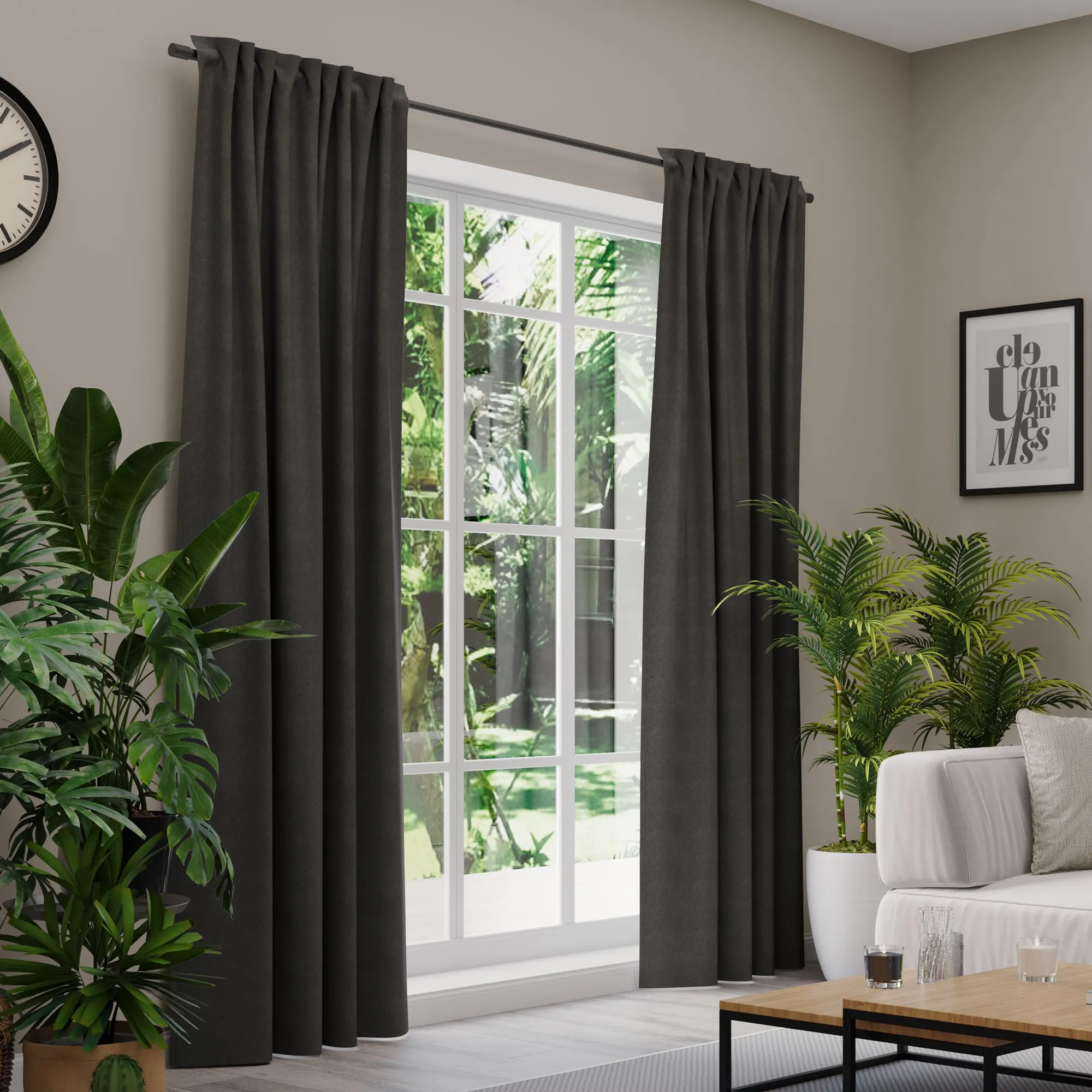 Premium Line Gardinen und Vorhänge | Cosy, blickdicht, dunkelgrau 