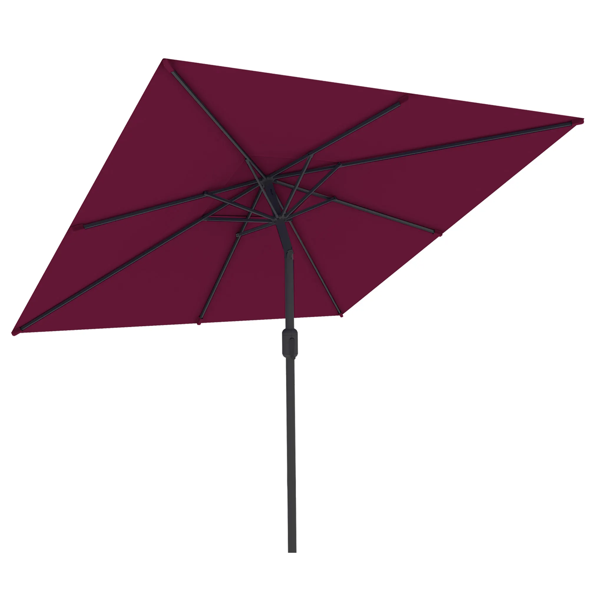 Parasol interpara | 3 x 3 m, carré, bordeaux | armature, anthracite