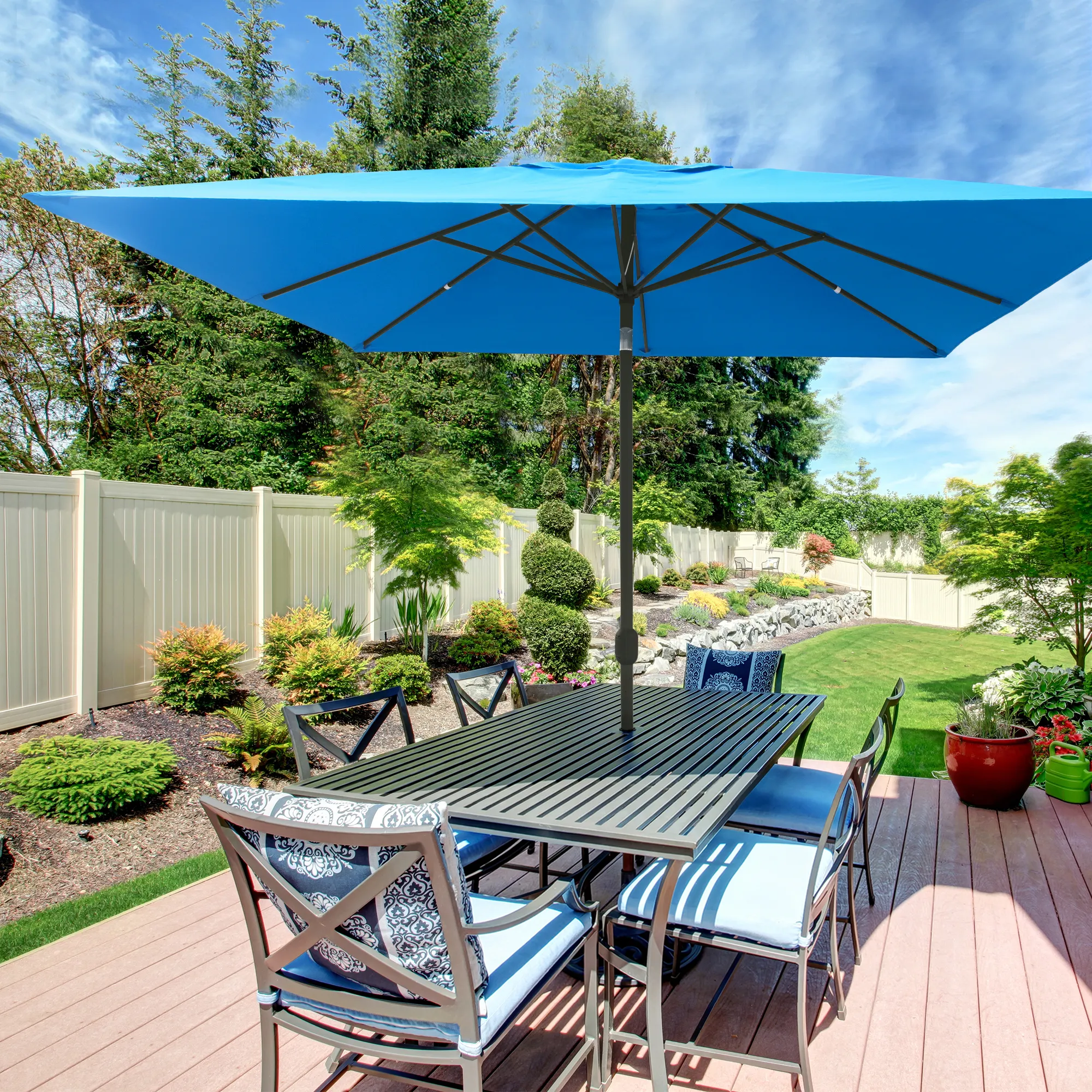 interpara Sonnenschirme Quadratisch | 3 x 3 m, blau / Gestell, anthrazit