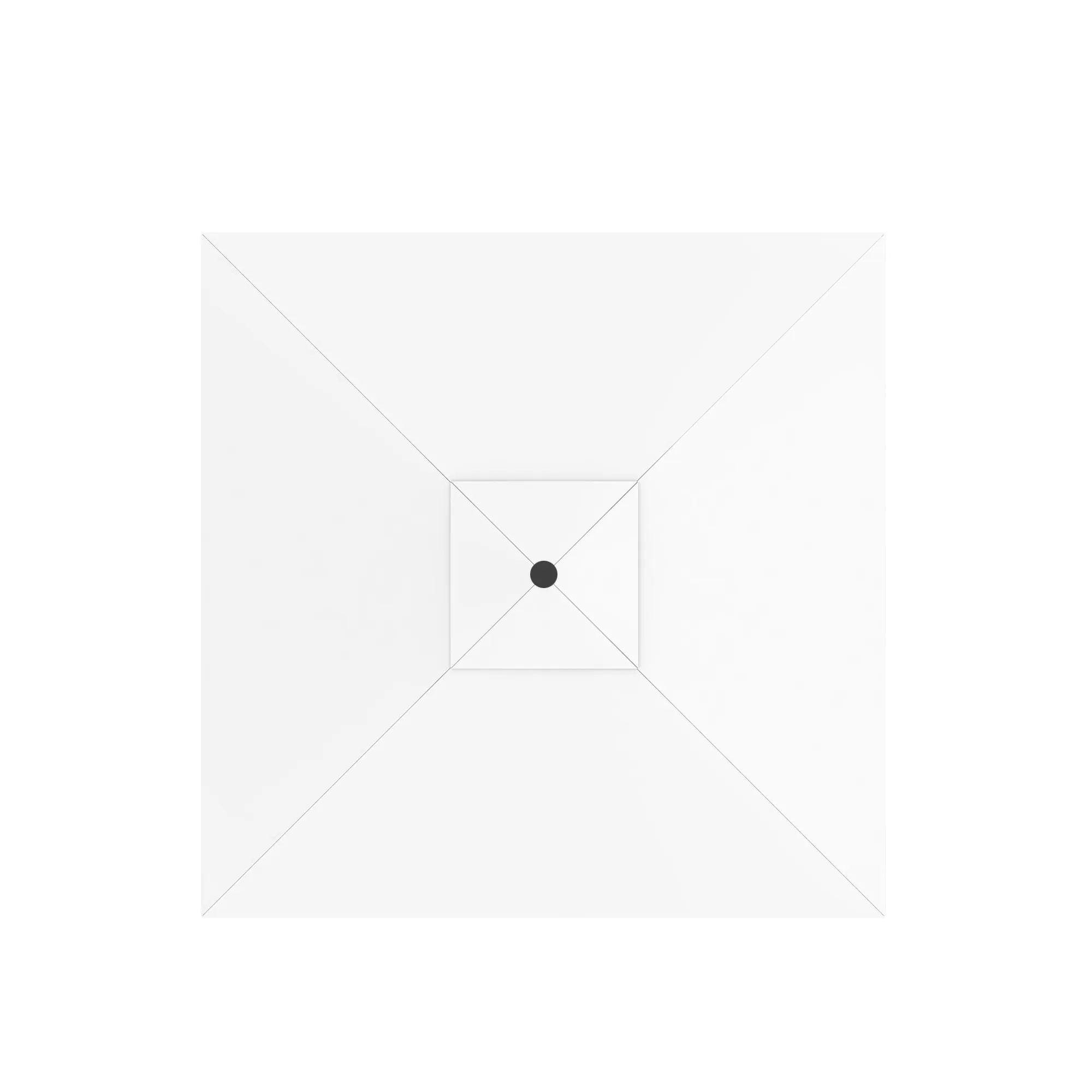 Ombrellone quadrato visto dall'alto, design simmetrico con punto centrale