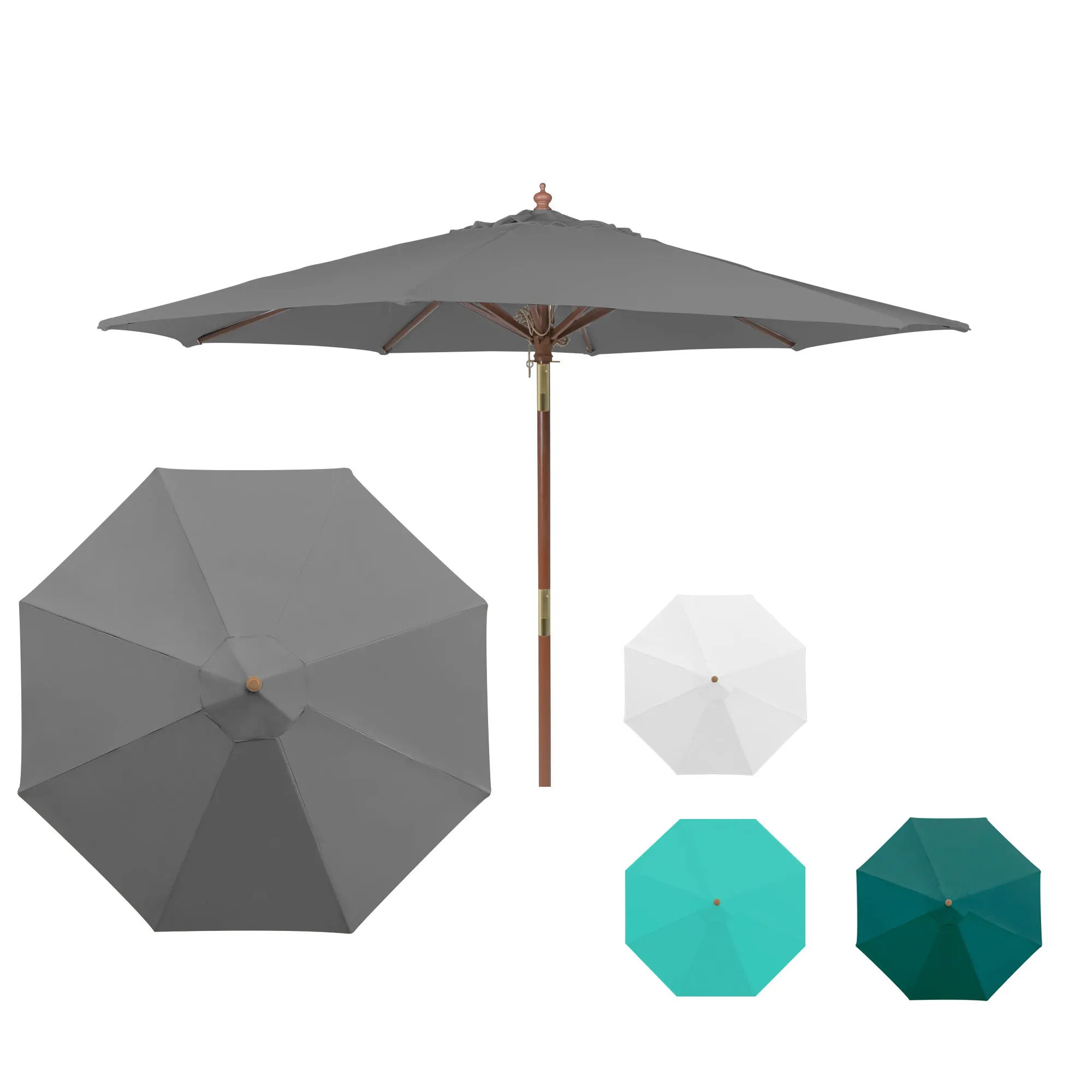 Parasol składany paramadera | 3 m, okrągły, szary