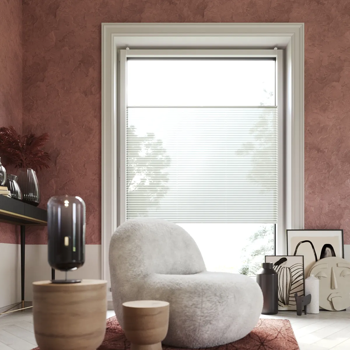 Faltstore-Plissee mit Seitenführung nach Maß | C3 COSIFLOR-System