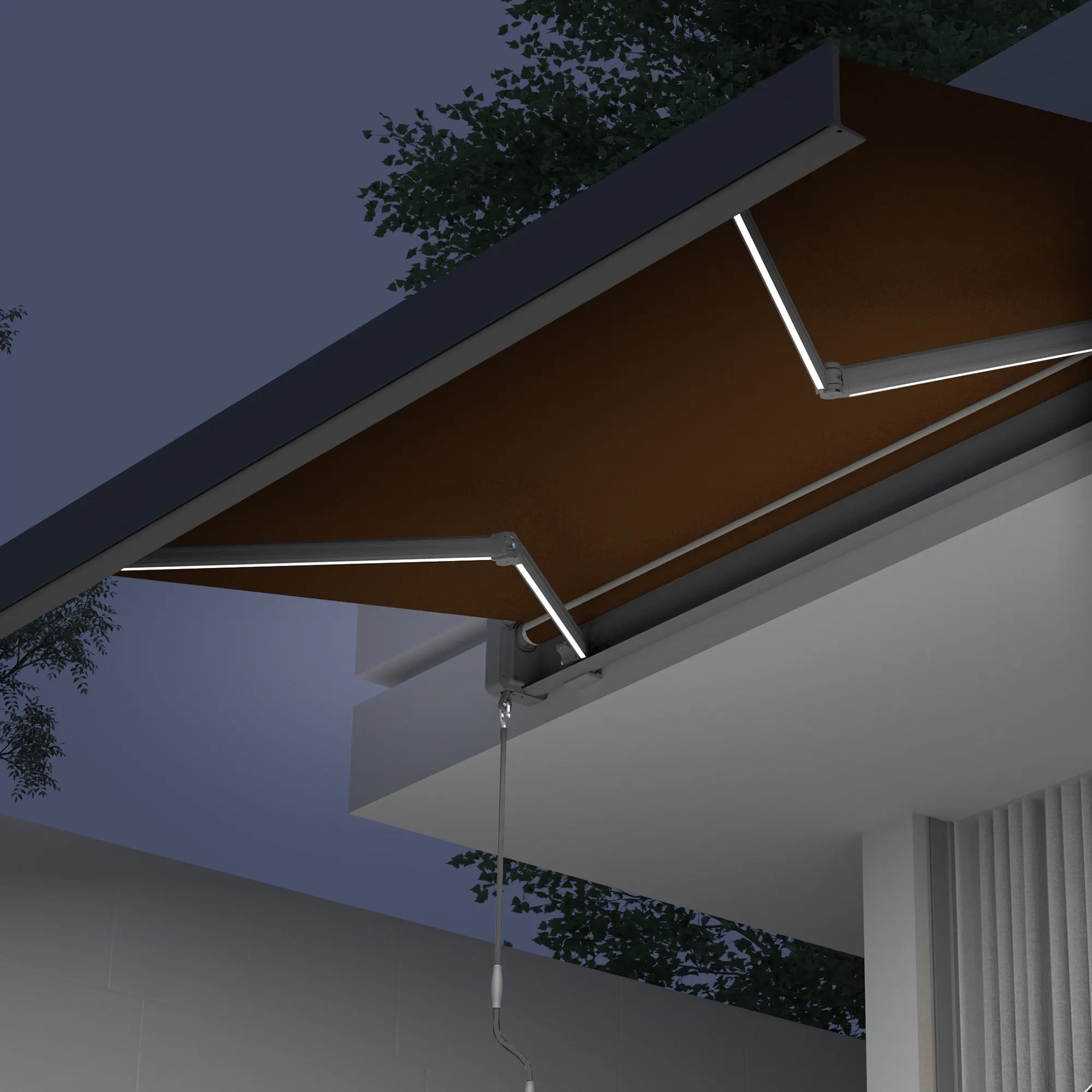 Markiza w kasecie Quadris LED | 3,45 x 3 m, antracytowy, tkanina: mokka, Jednolity