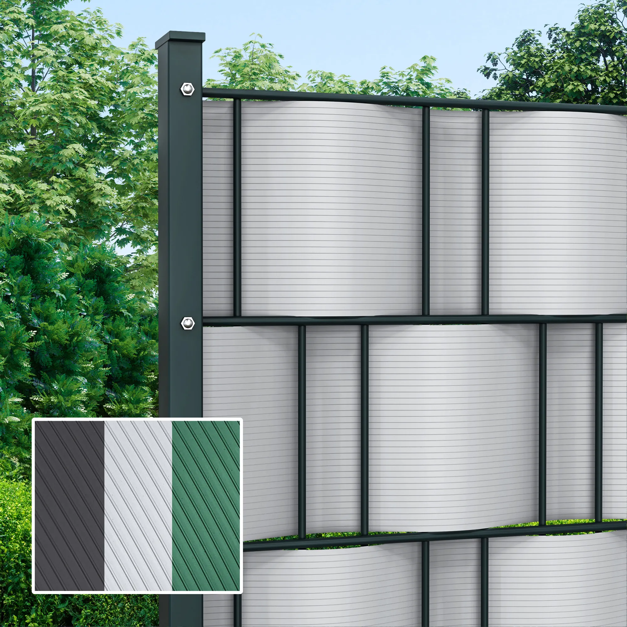 PVC Sichtschutzstreifen Hart | 19 cm x 2,525 m, grau, 10 Stück