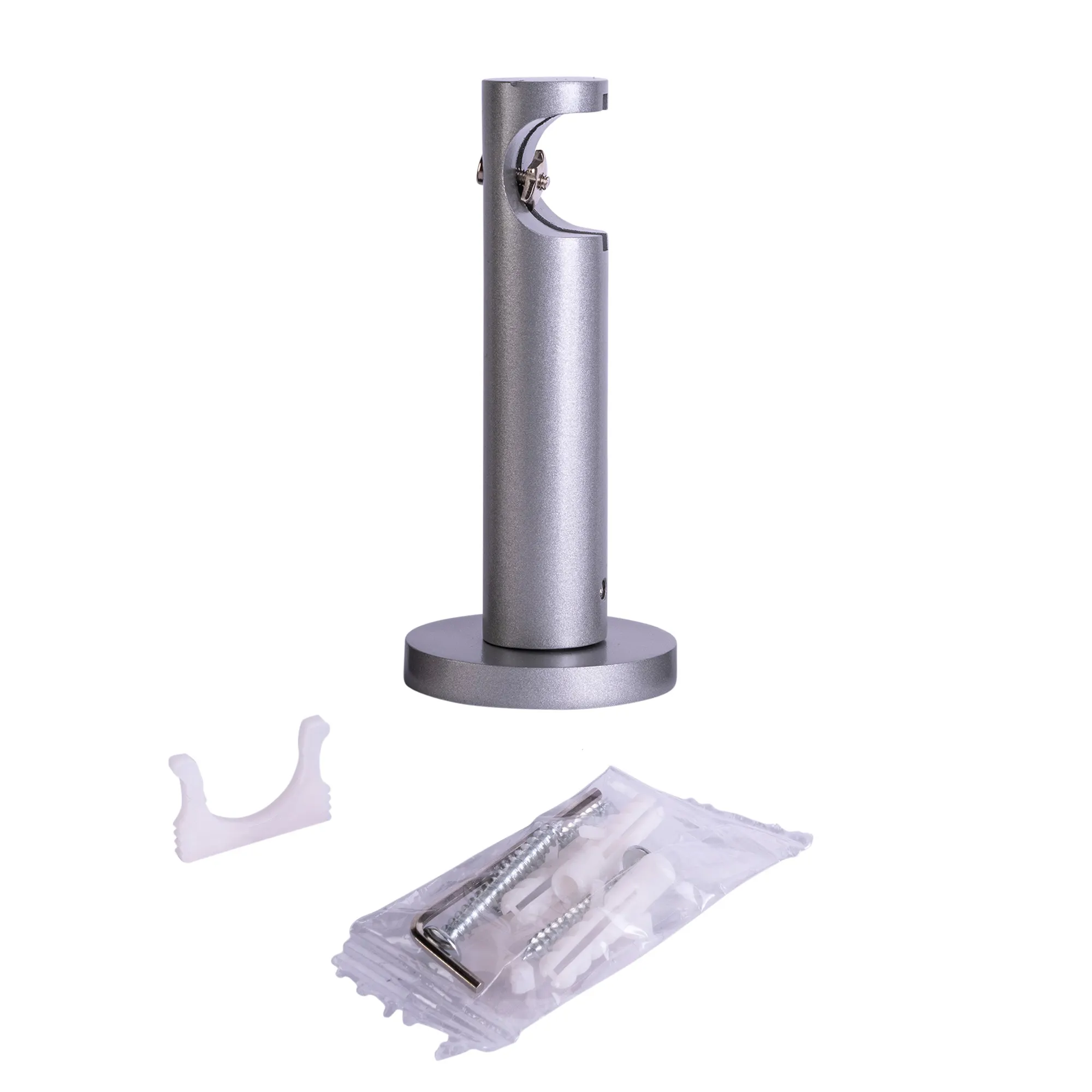 Soporte de Pared para Barra de Cortina / Barra de Cortina con Guía Interior | ⌀19 mm, plateado, 1 riel