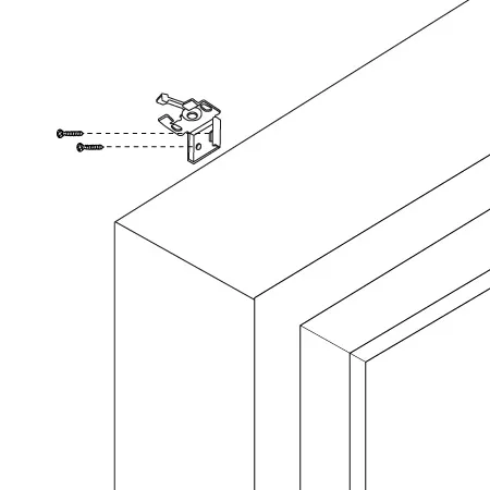 Diagramma di un set di pezzi di ricambio per persiane con supporto e viti per montaggio su un telaio