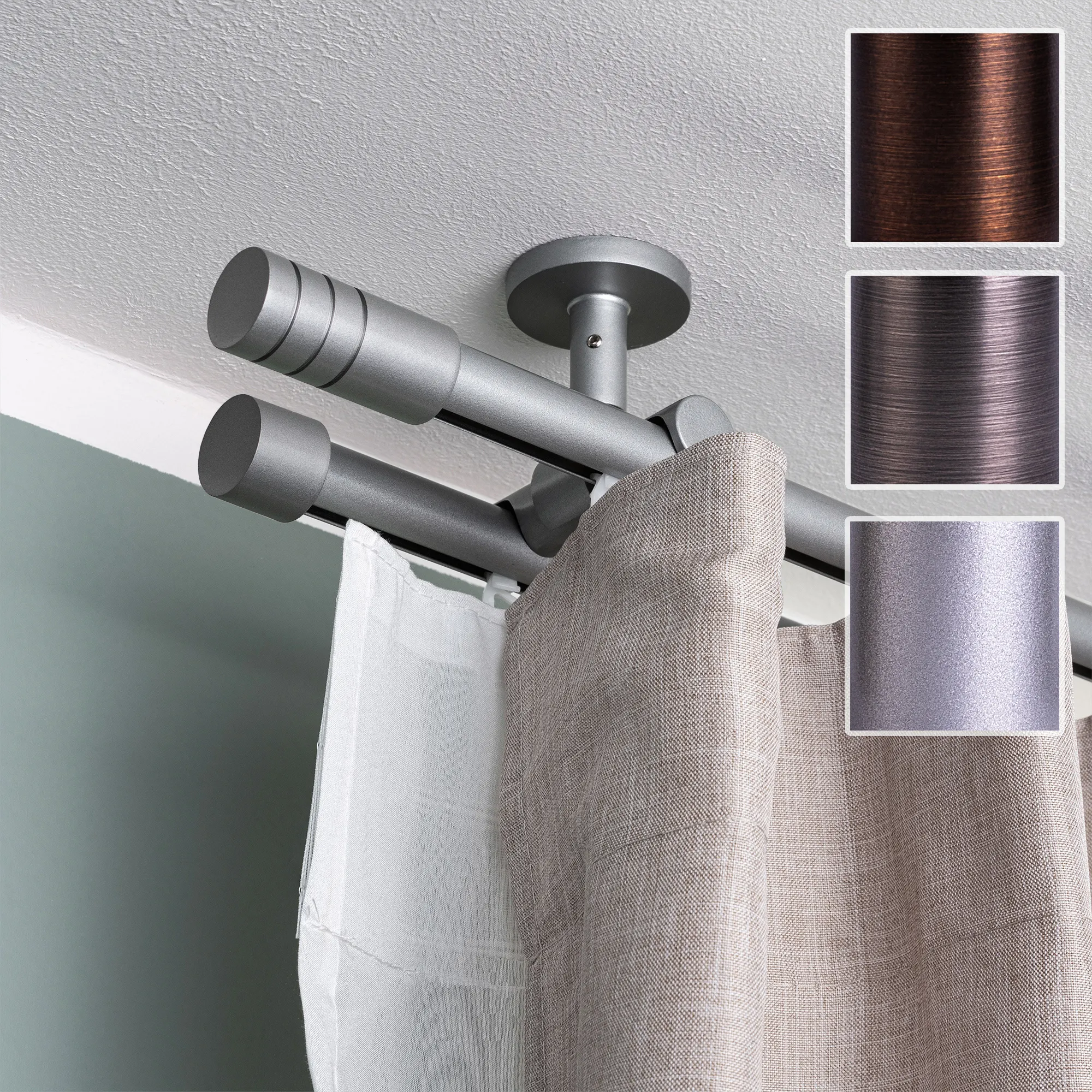 Set tringles à rideaux à rail intérieur (Types au choix)