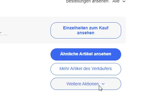 Schaltflächen auf einer Webseite mit Optionen zum Kauf und zur Ansicht ähnlicher Artikel