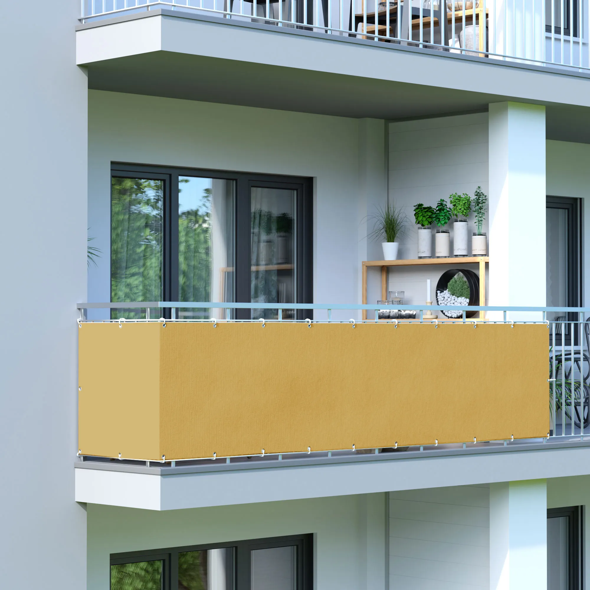 Taśma osłonowa PVC na balkon - Poliester / wodoodporna | 300 x 90 cm, żółty