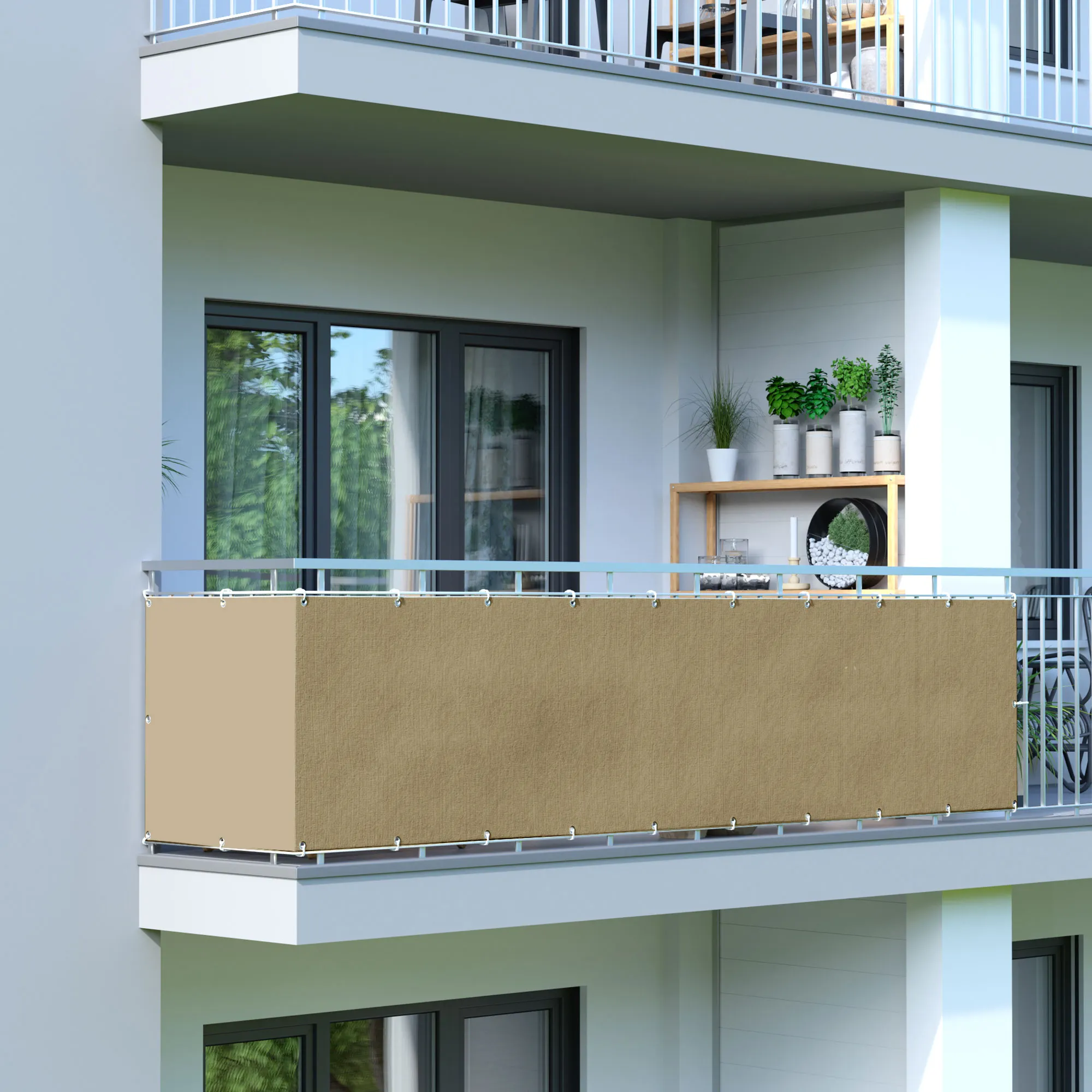 Brise-vue pour balcon - Polyester / Imperméable | 300 x 90 cm, sable