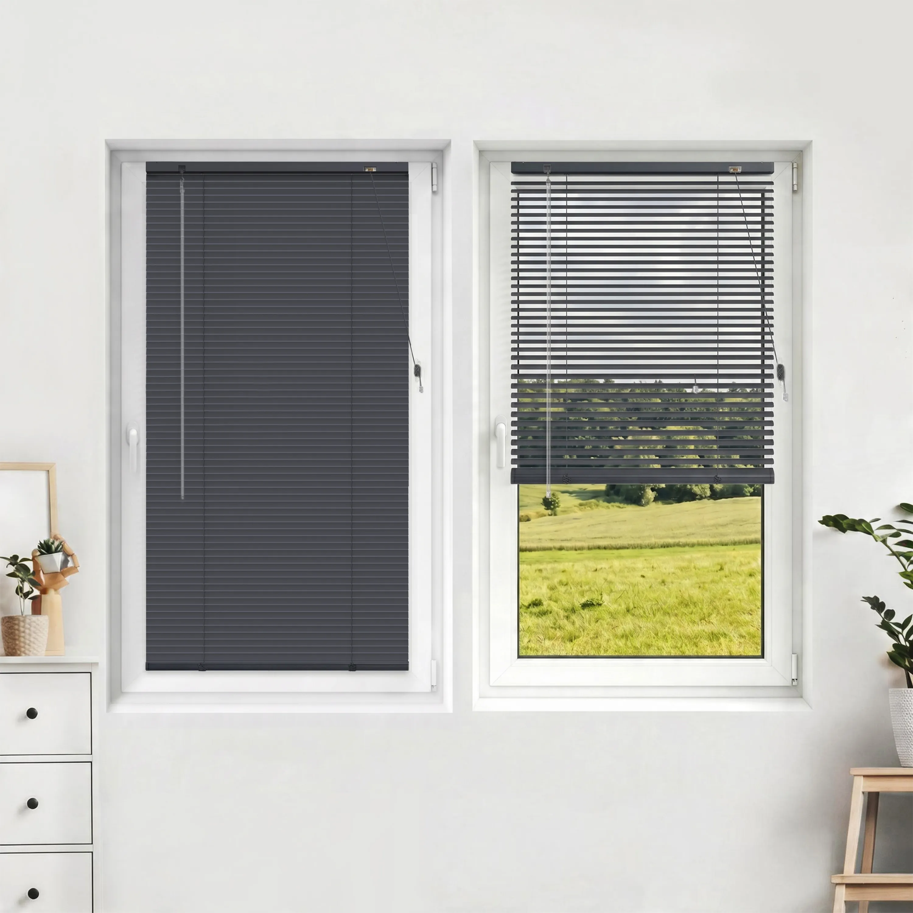 LightLess Prime Aluminium-Jalousie | 25 mm, verdunkelnd, 100 x 150 cm, schiefergrau matt
