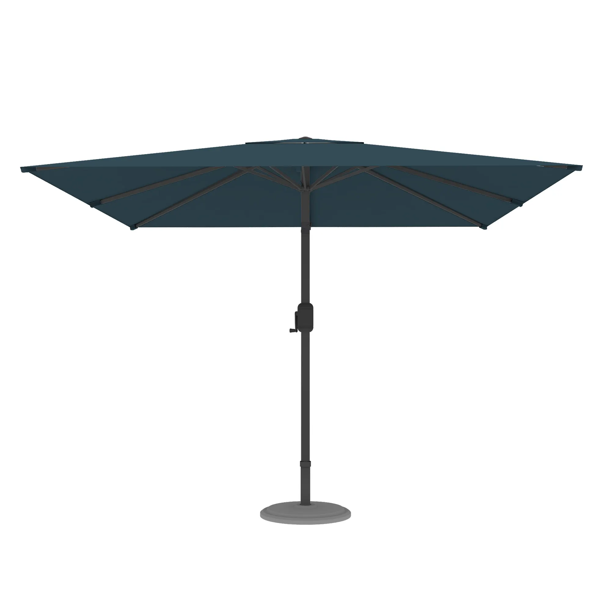 Ombrellone moderno con palo centrale e meccanismo a manovella