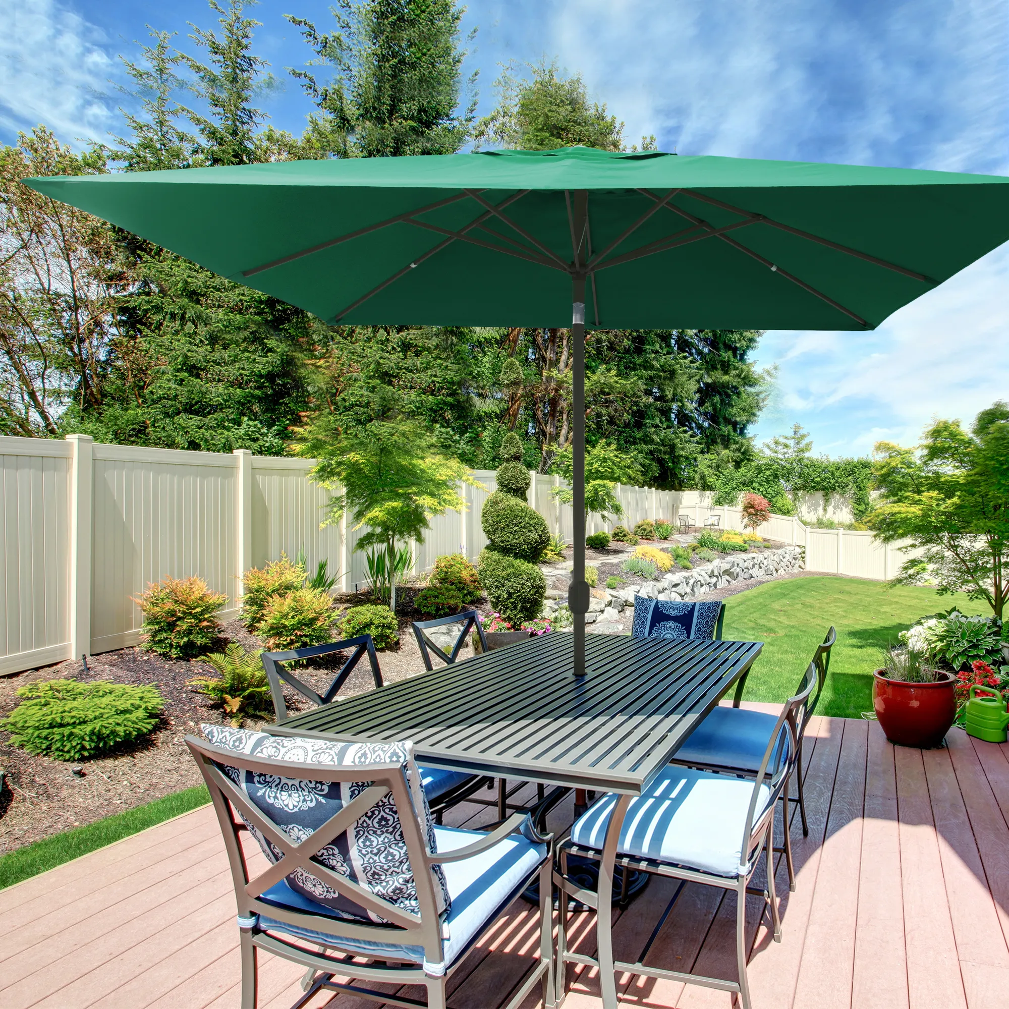 Parasol interpara carré | 3 x 3 m, vert / armature : anthracite