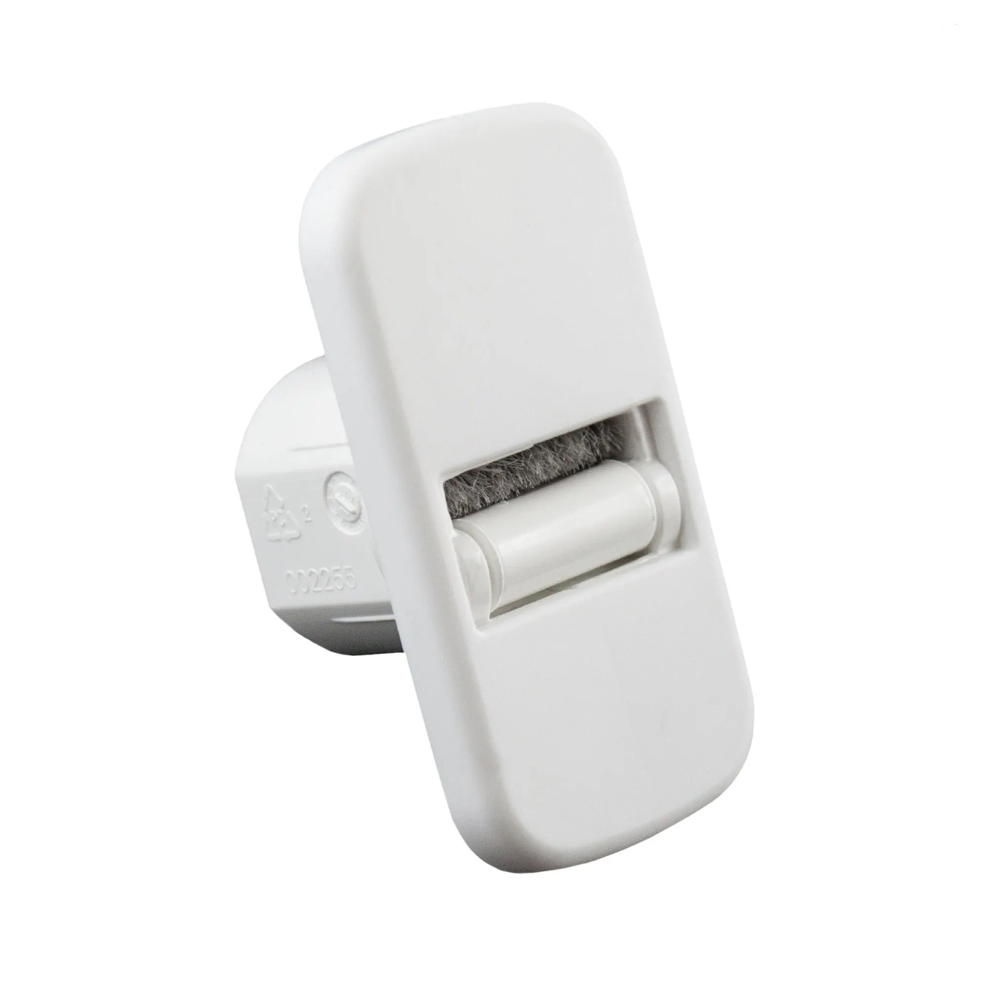 Mini ENEV Rollladen-Gurtleitrolle mit Bürstendichtung | weiß / für 15 mm Gurtbreite