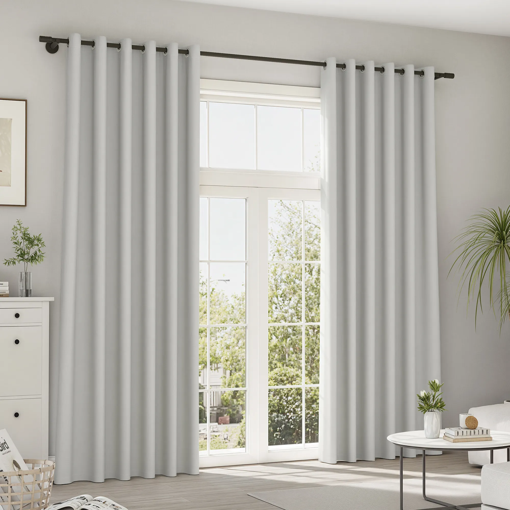 Rideaux et voilages Pure Line | Plush, obscurcissement total, gris clair