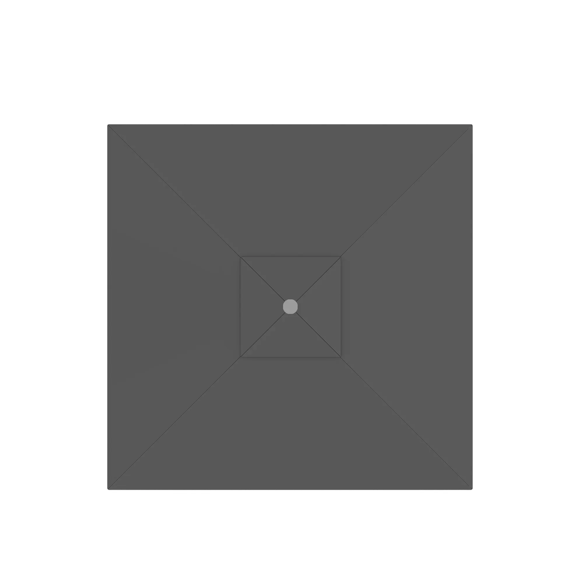 Ombrellone quadrato visto dall'alto, design simmetrico con punto centrale