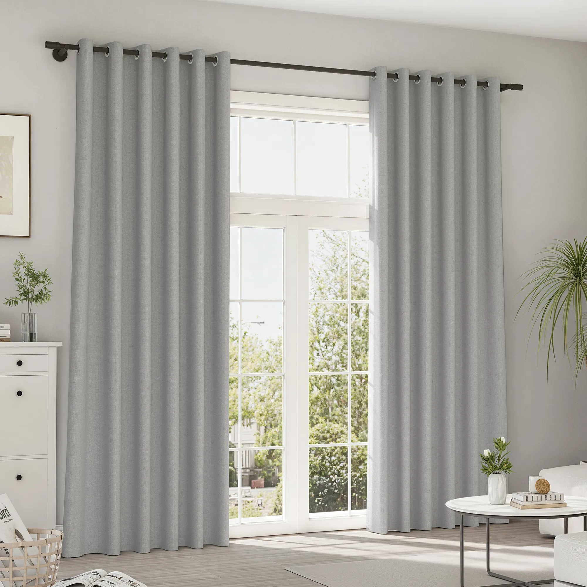 Pure Line Gardinen und Vorhänge | Linen Wisper, vollverdunkelnd, grau