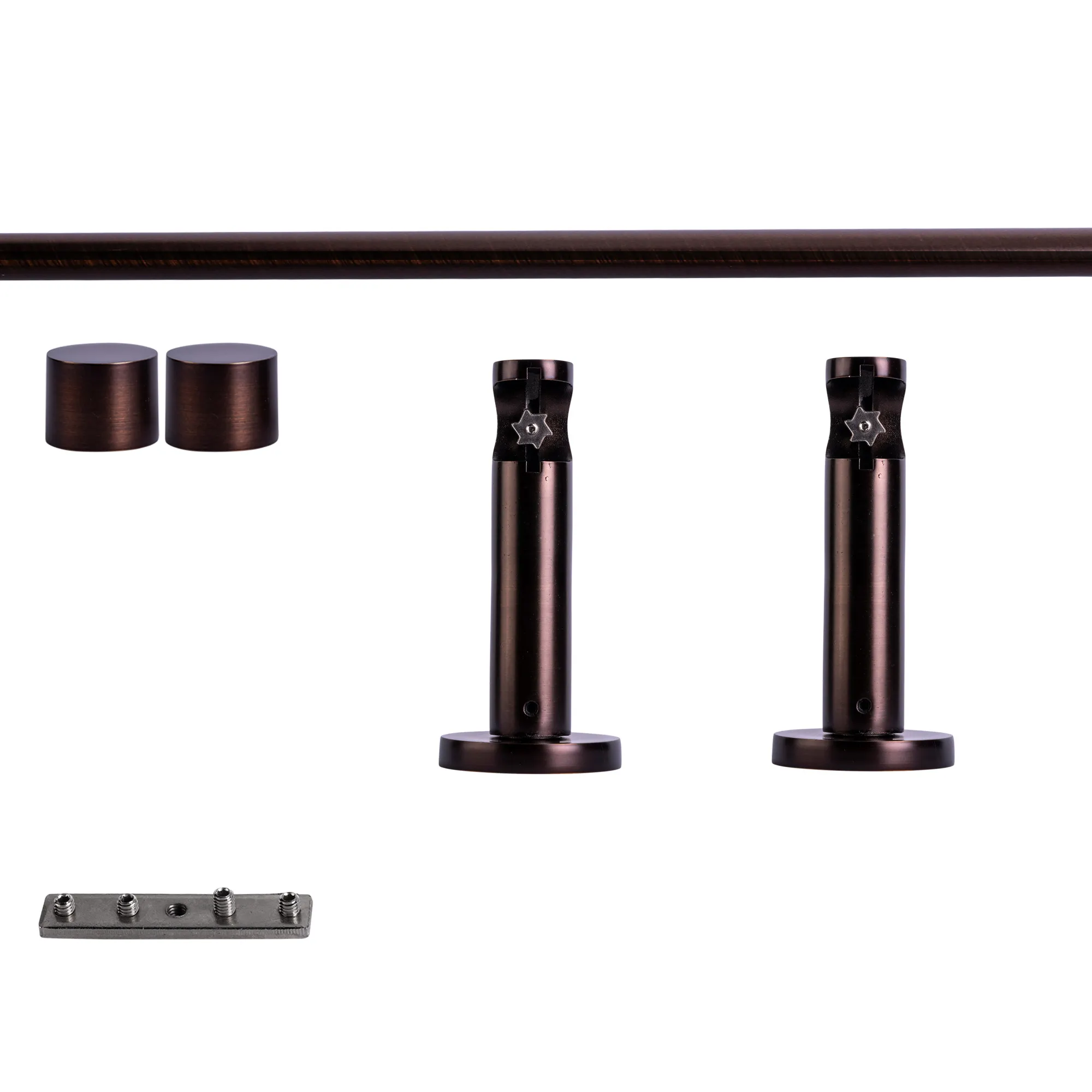 Set di bastoni per tende con corsia interna, supporti, tappi e scivoli per montaggio a parete