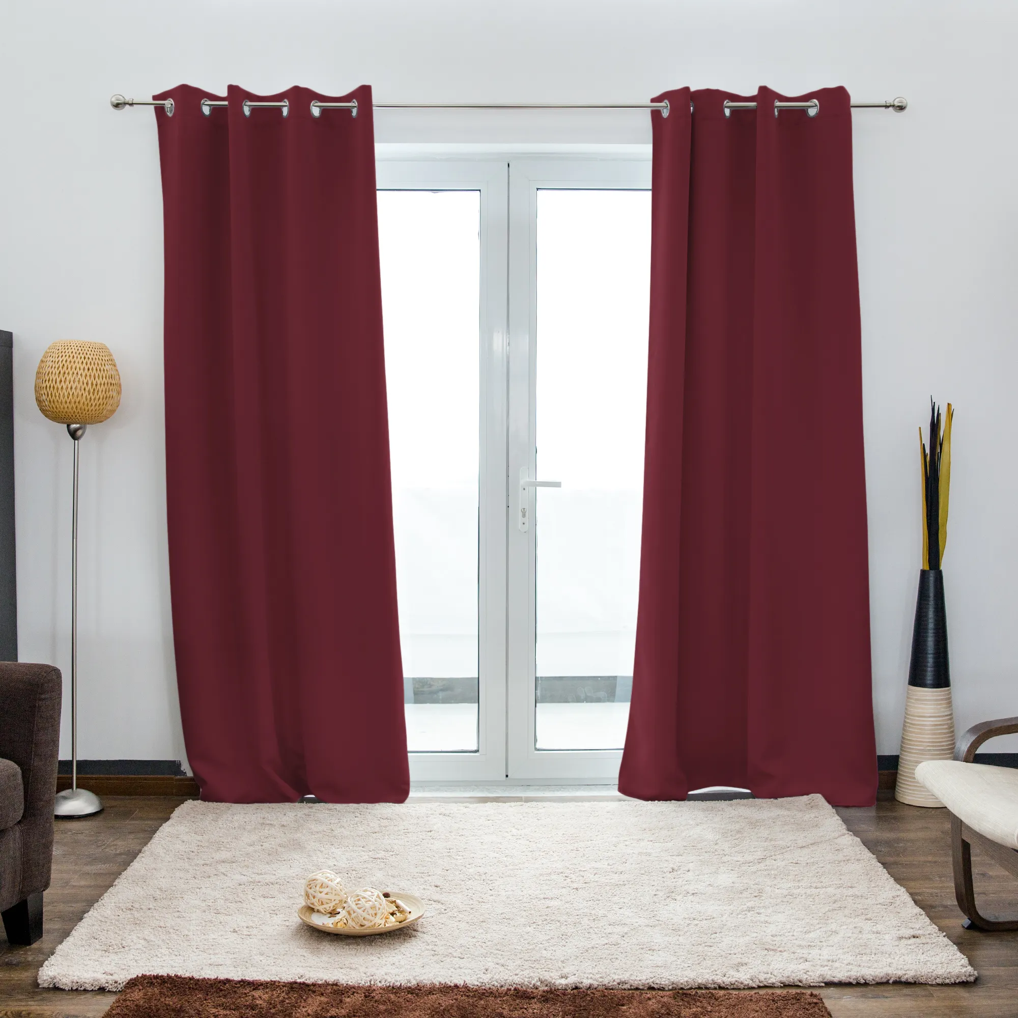 Zasłona na przelotkach AURORA | zaciemniająca, 140 x 245 cm, bordowy, 2 sztuki