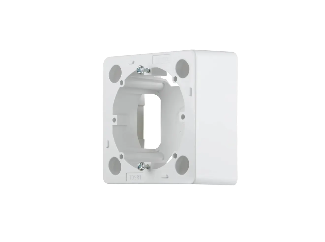 Aufputzrahmen mit runder Öffnung und Schraubenlöchern für elektrische Installationen