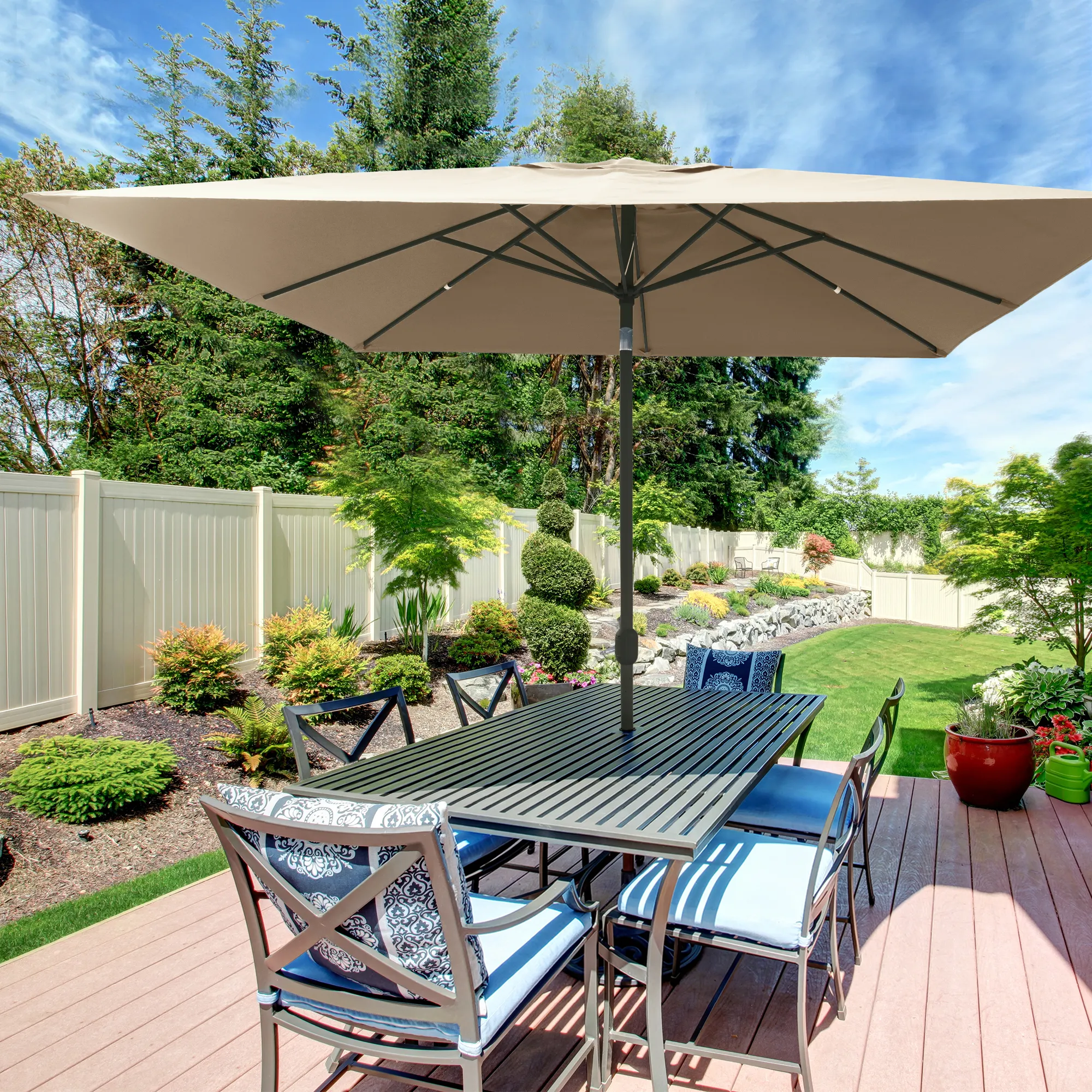 Parasol interpara carré | 3 x 3 m, crème / armature : anthracite